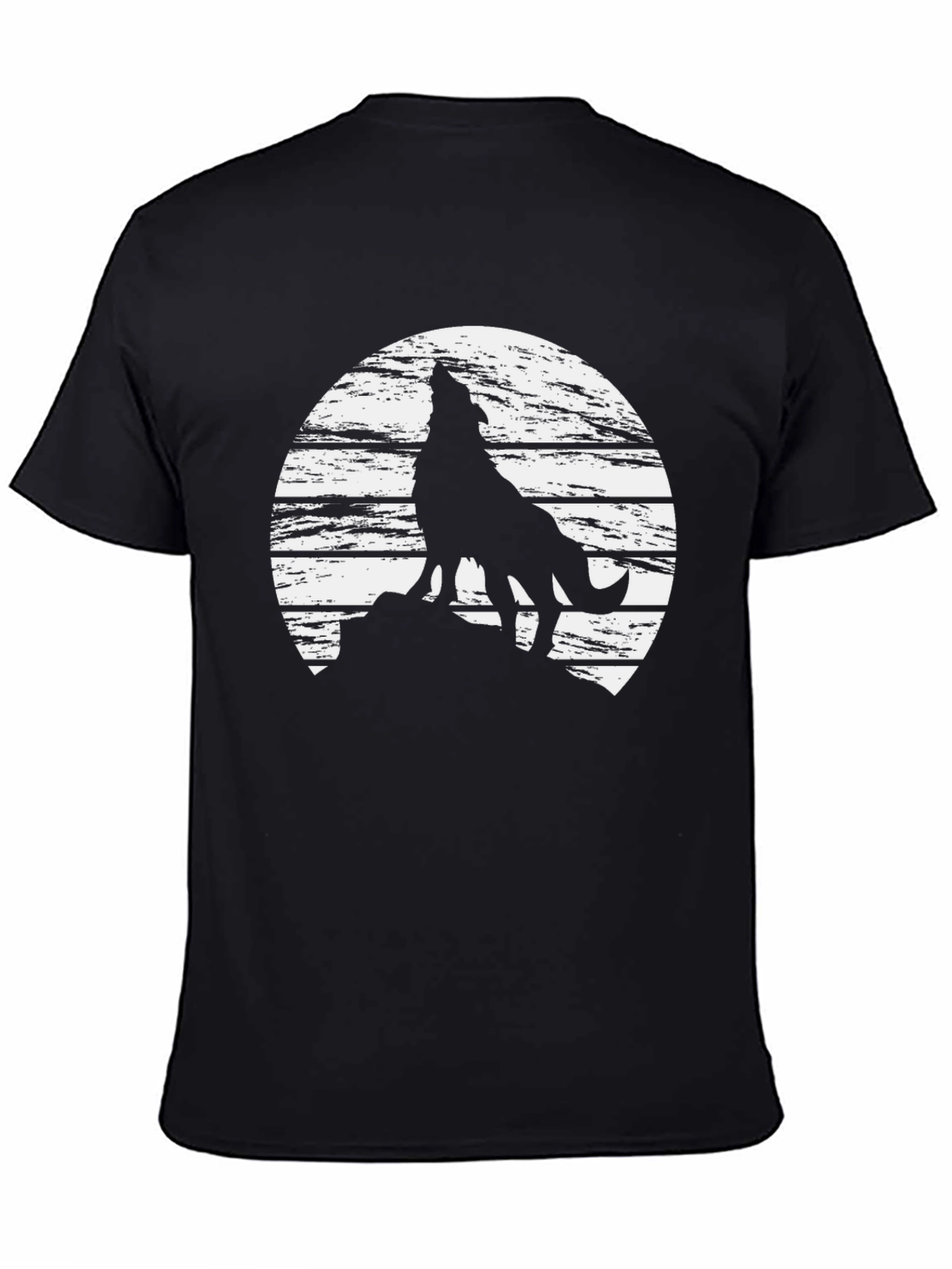 Wolf Howling Moon Graphic Tee - Mens Black T-Shirt