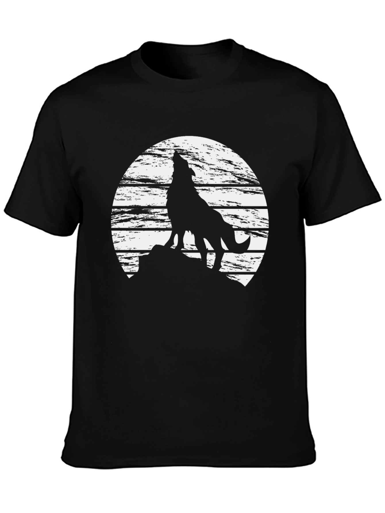 Wolf Howling Moon Graphic Tee - Mens Black T-Shirt