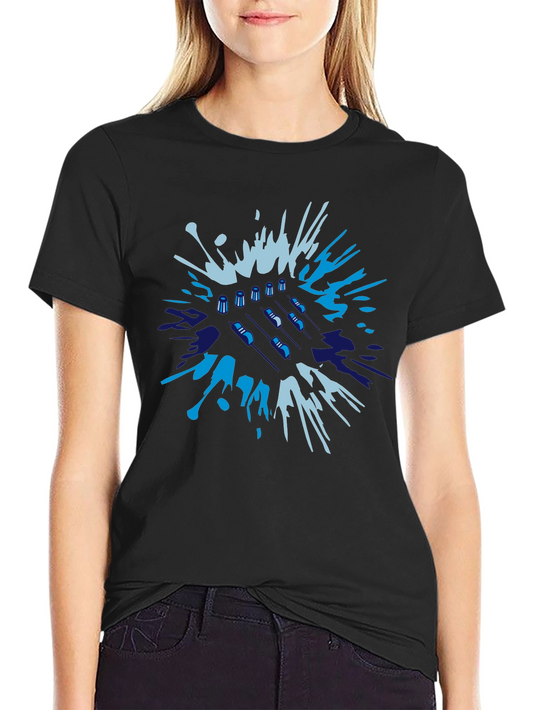 Abstract Badminton T-Shirt - Black Cotton Tee