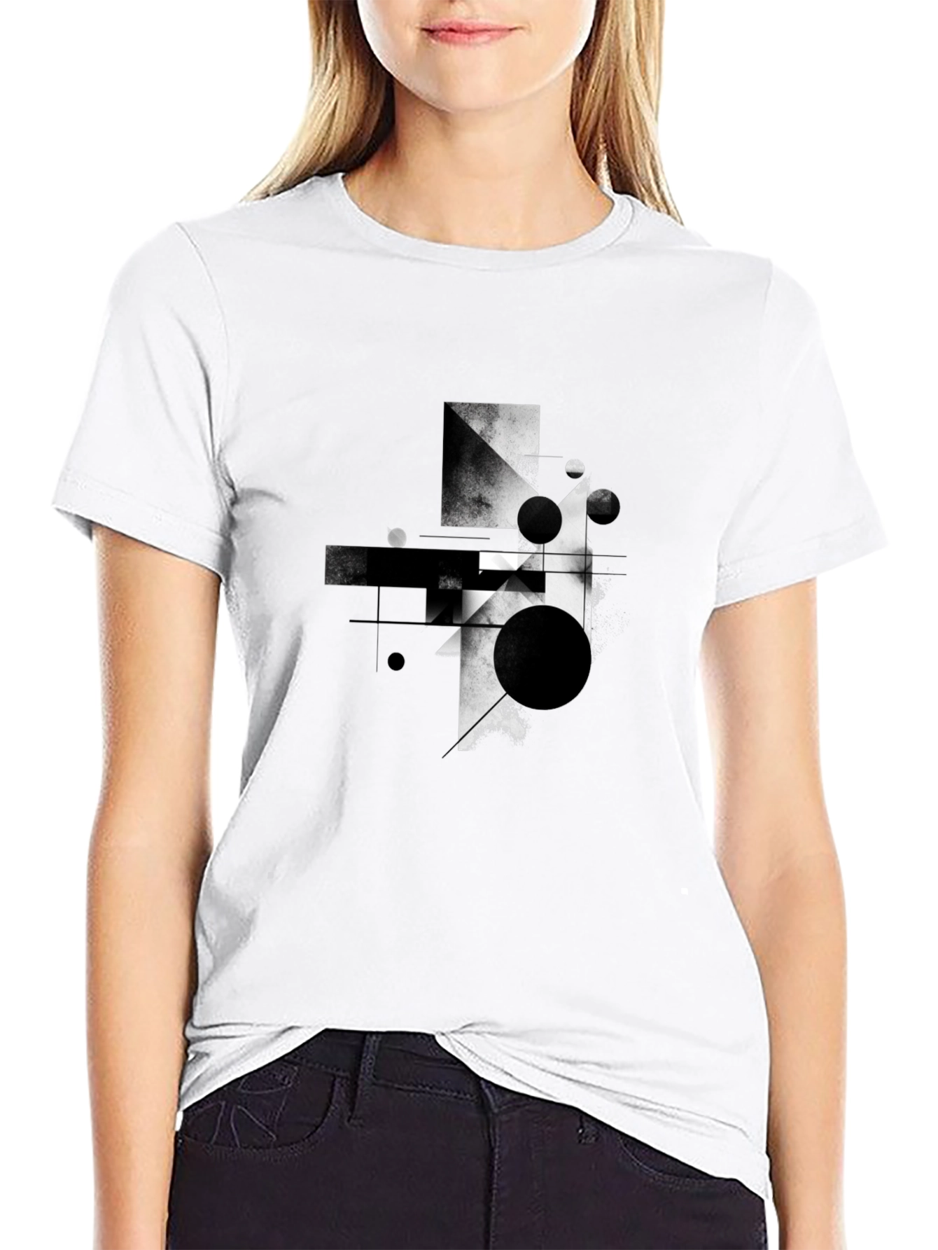 Abstract Geometric Graphic Black T-Shirt