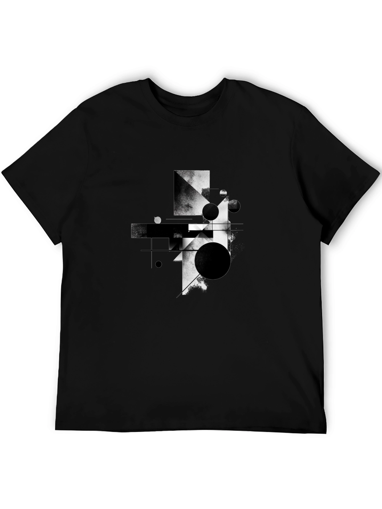 Abstract Geometric Graphic Black T-Shirt