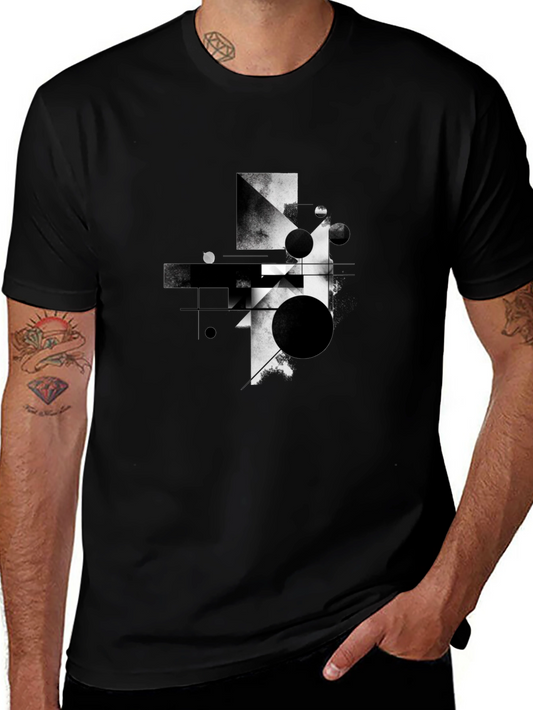 Abstract Geometric Graphic Black T-Shirt