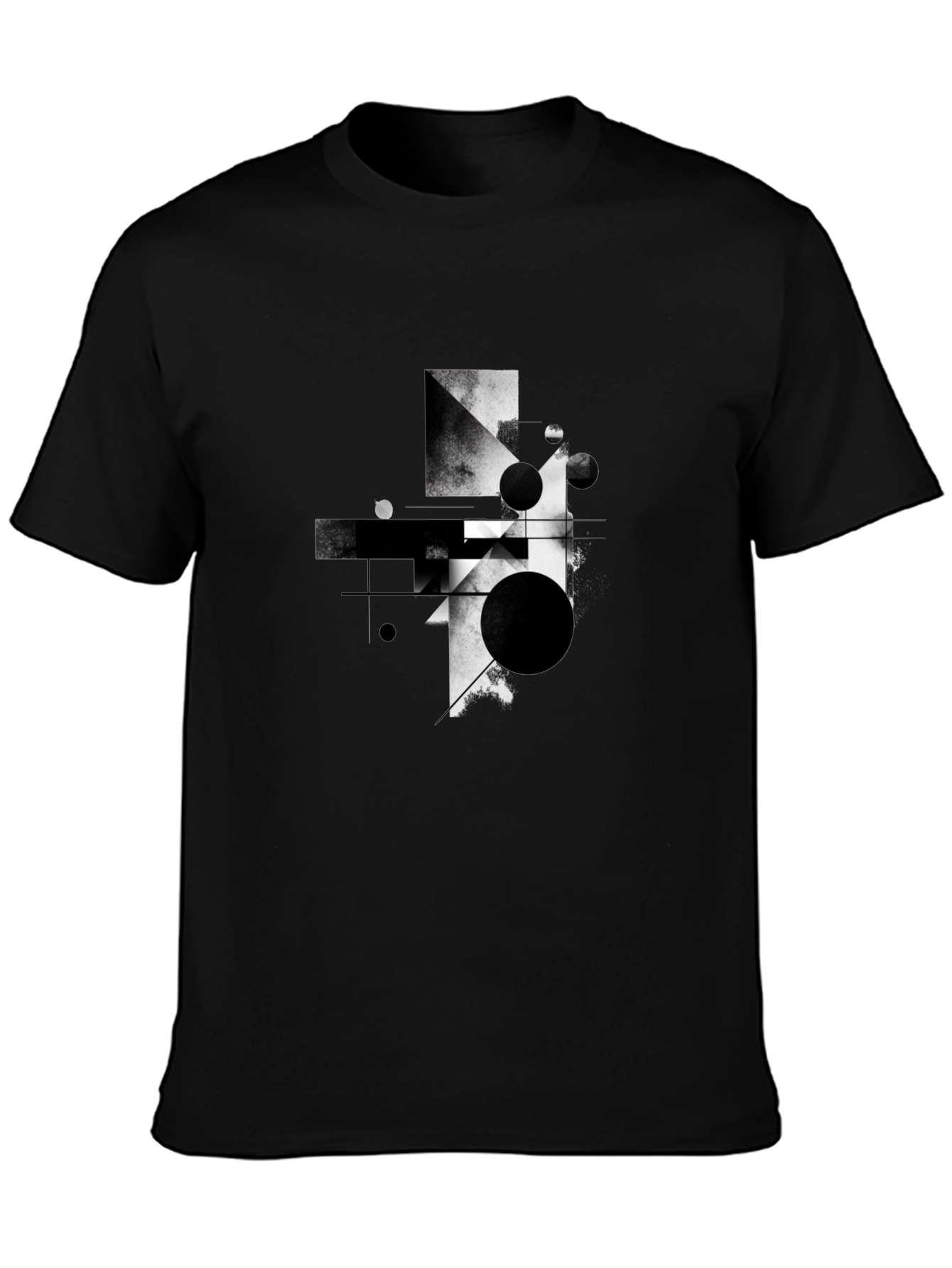 Abstract Geometric Graphic Black T-Shirt