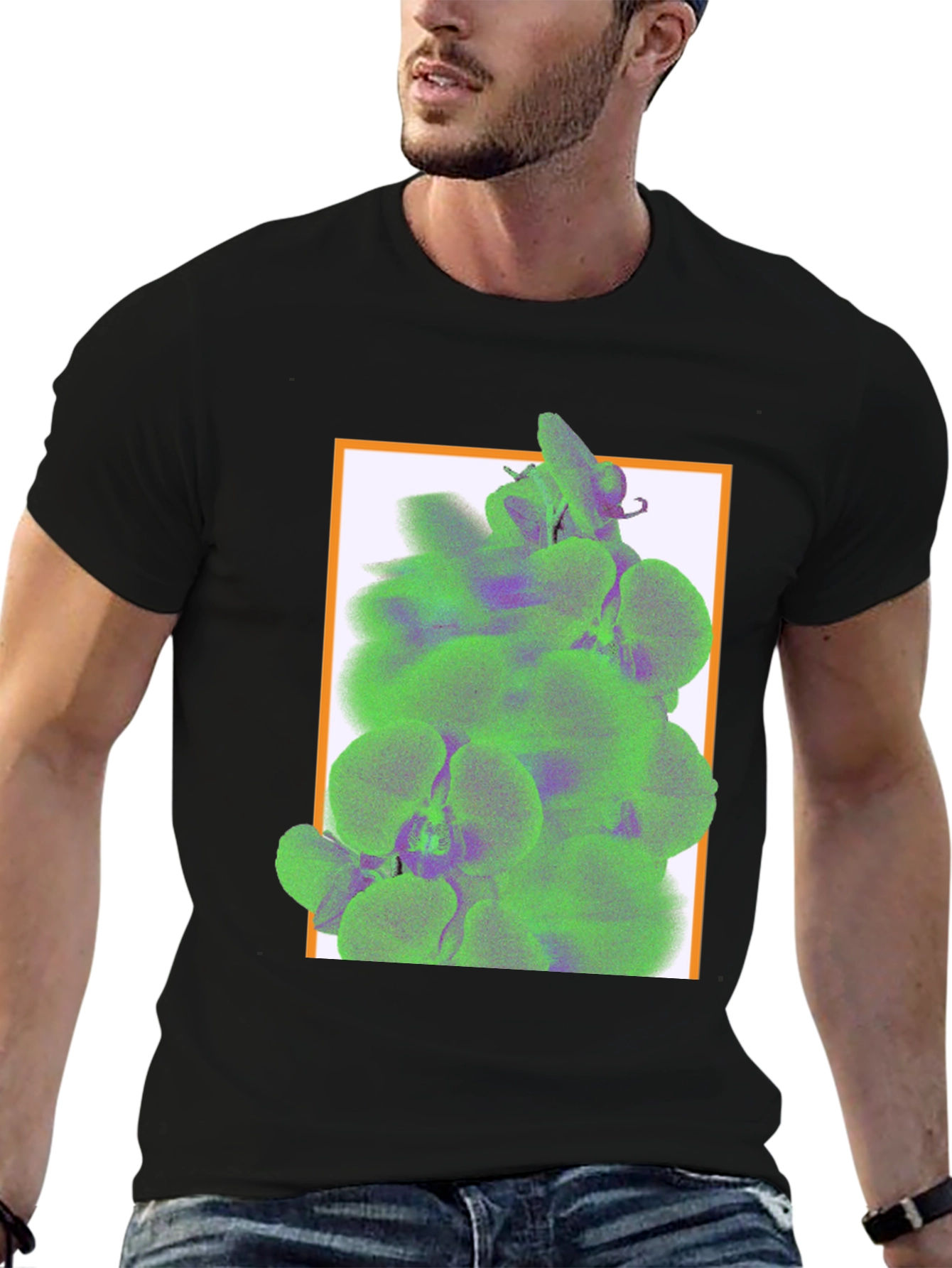 Trendy Graphic Tee with Floral Accent
