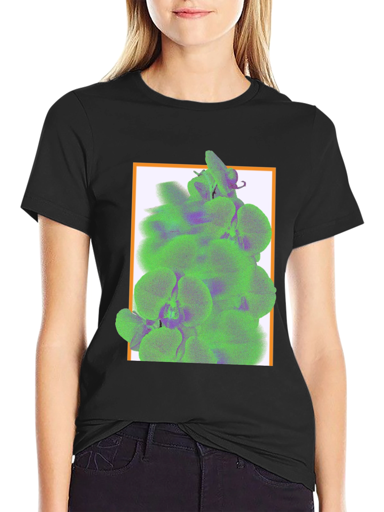 Trendy Graphic Tee with Floral Accent