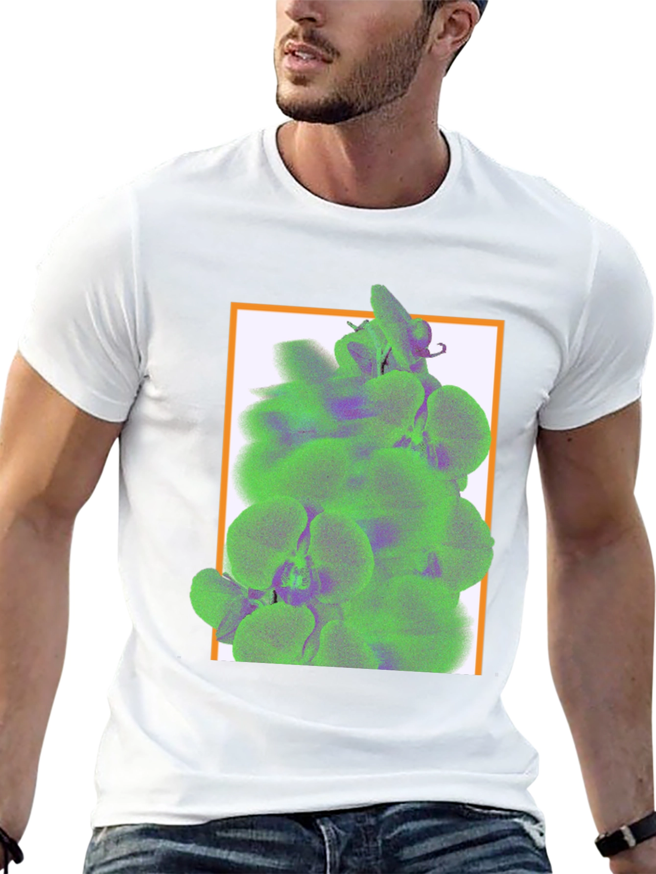 Trendy Graphic Tee with Floral Accent