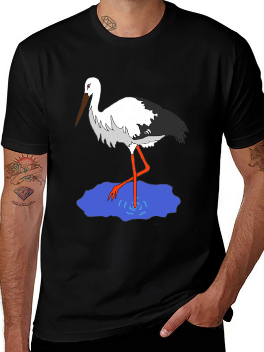 Stork Graphic Tee - Black Cotton T-Shirt