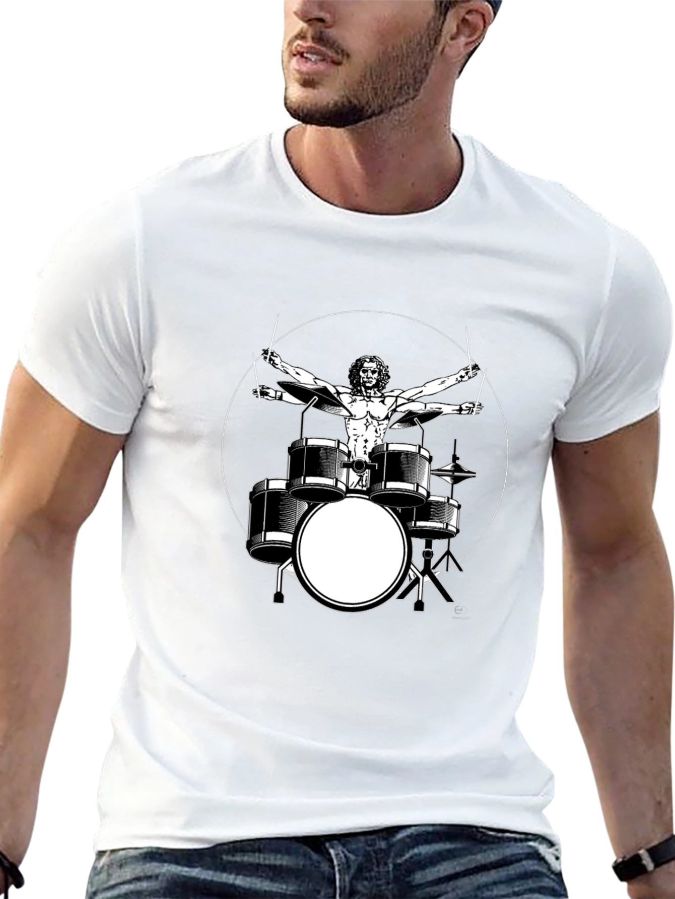 Vitruvian Drummer Black T-Shirt