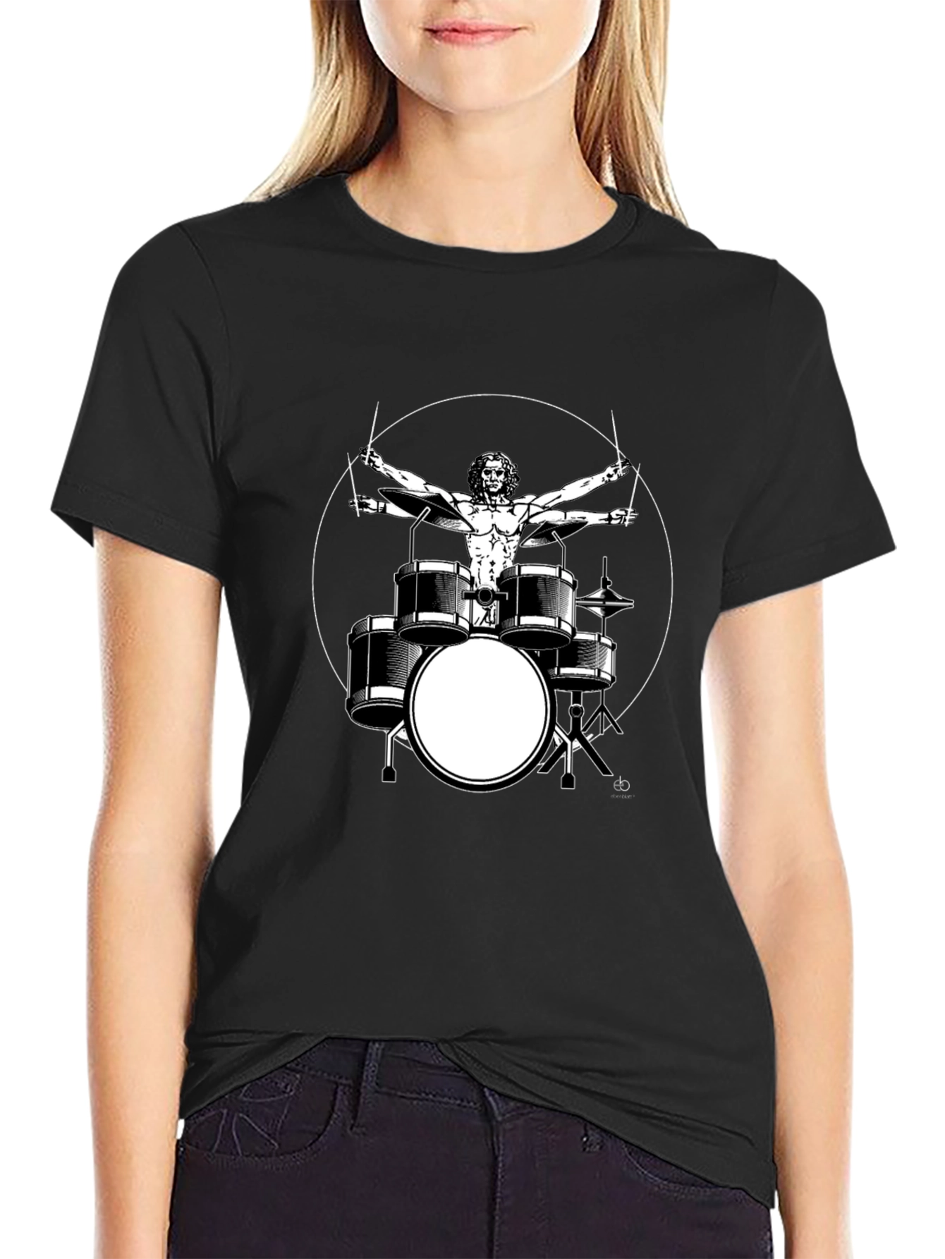 Vitruvian Drummer Black T-Shirt