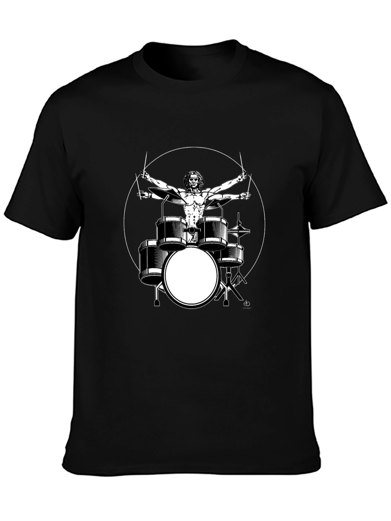Vitruvian Drummer Black T-Shirt