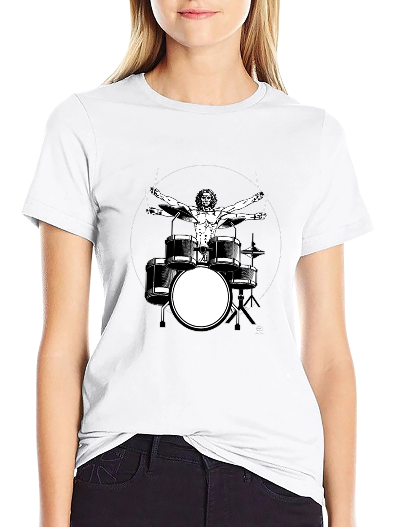 Vitruvian Drummer Black T-Shirt