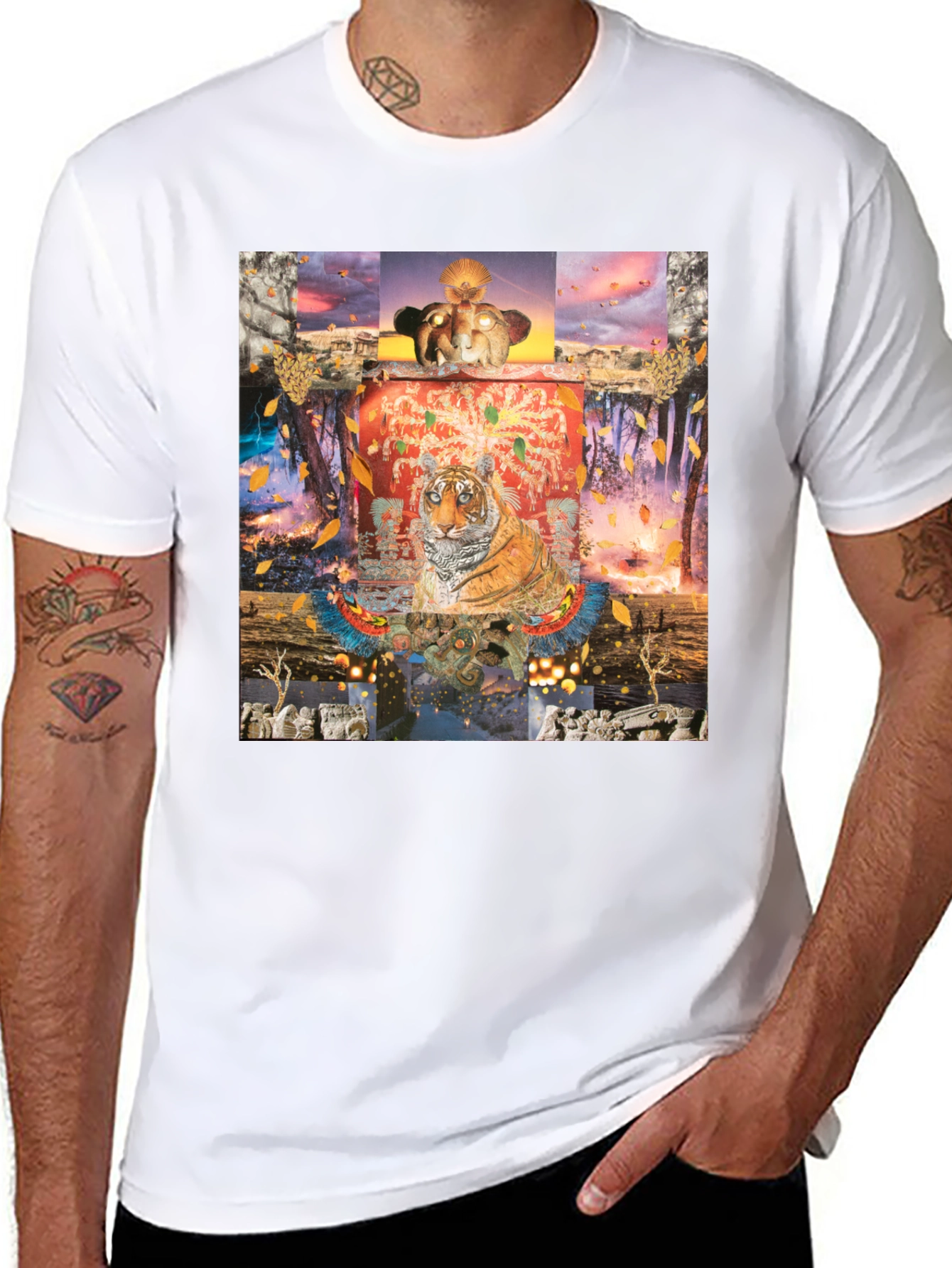 Tiger Graphic Print Crew Neck T-Shirt