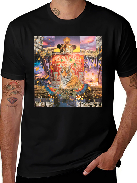 Tiger Graphic Print Crew Neck T-Shirt