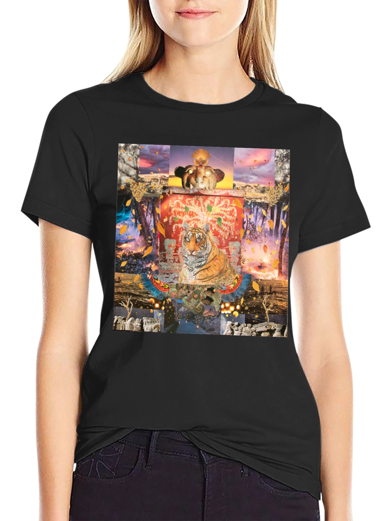 Tiger Graphic Print Crew Neck T-Shirt
