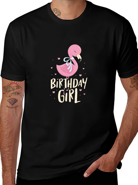 Birthday Girl Flamingo Graphic T-Shirt