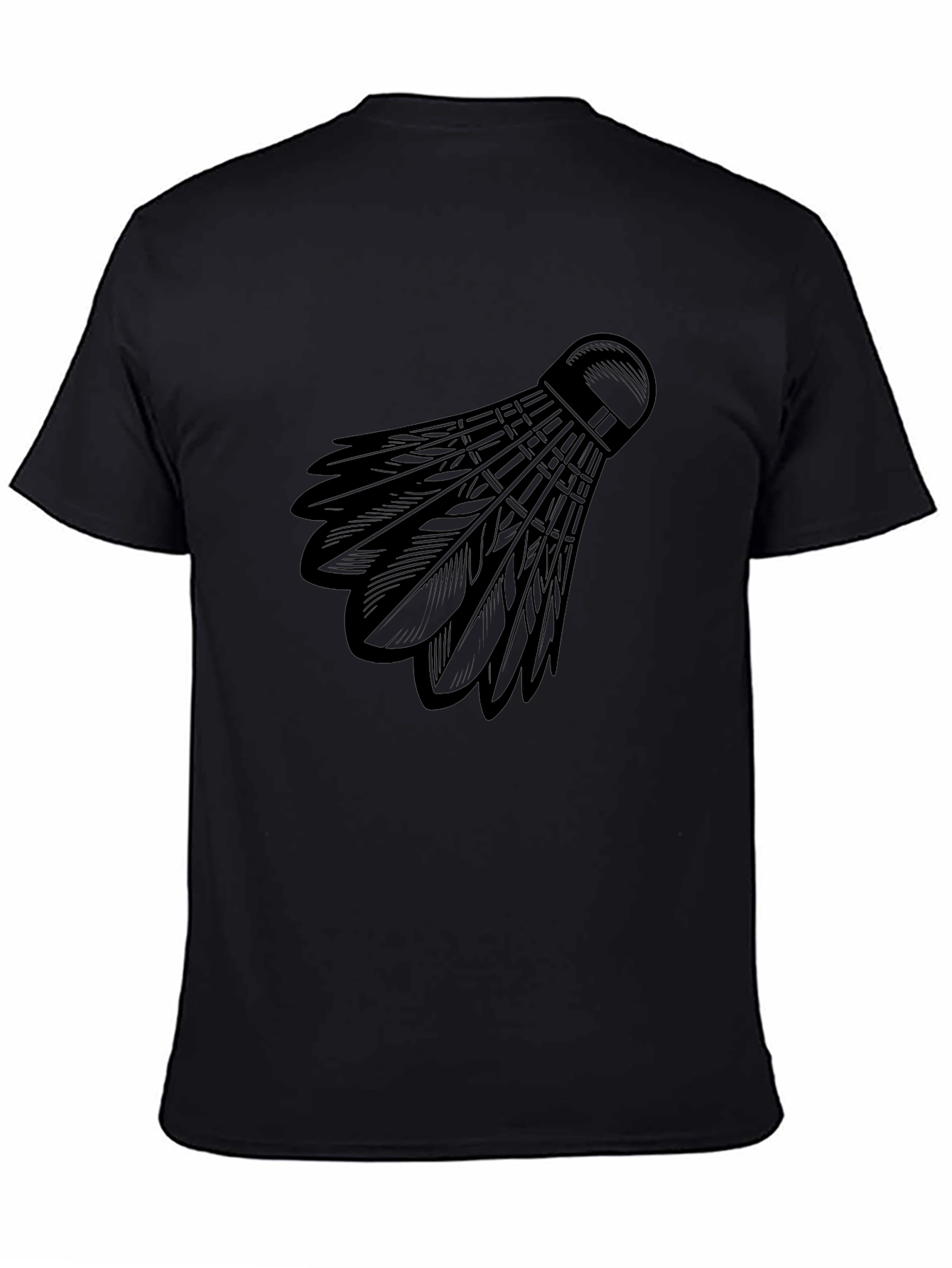 Badminton Shuttlecock Graphic Tee - Black Cotton