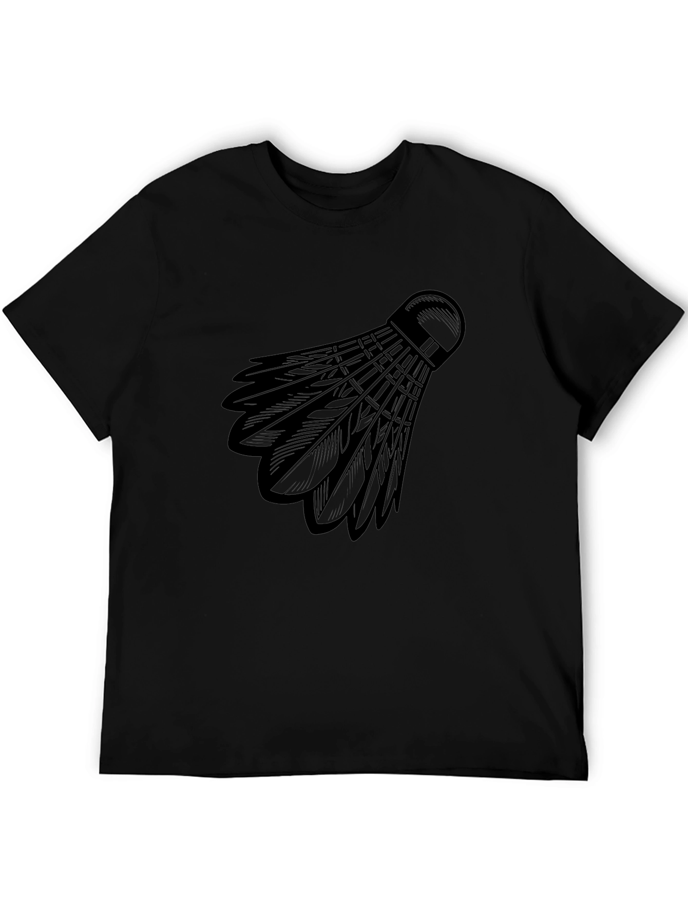 Badminton Shuttlecock Graphic Tee - Black Cotton