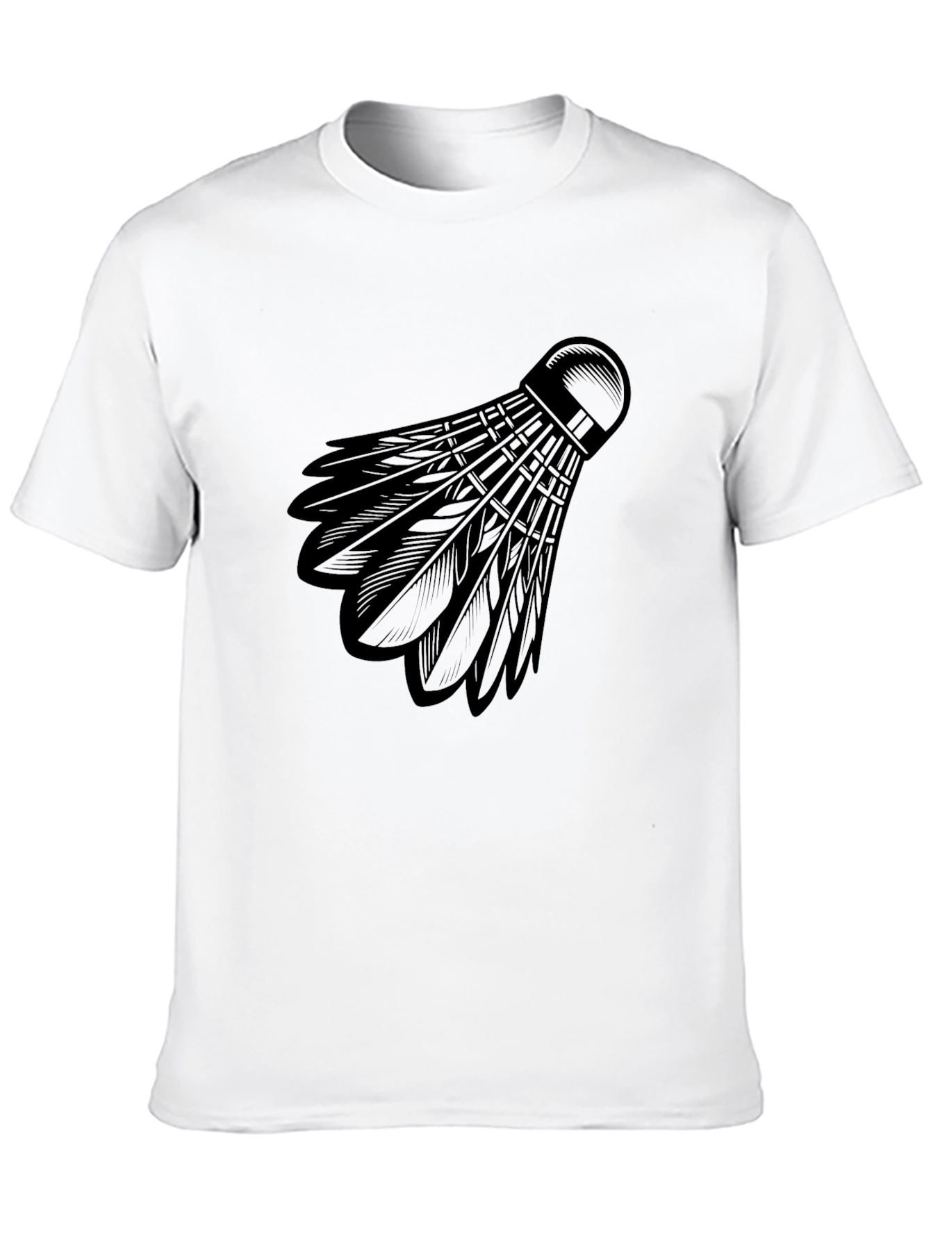 Badminton Shuttlecock Graphic Tee - Black Cotton