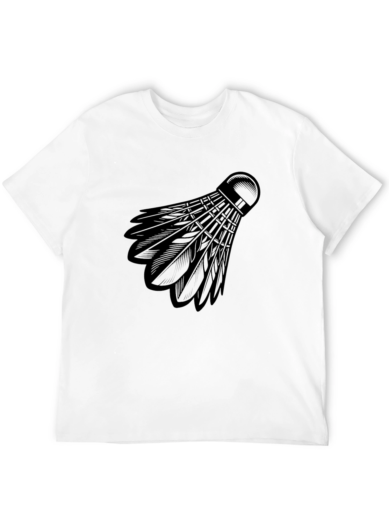 Badminton Shuttlecock Graphic Tee - Black Cotton
