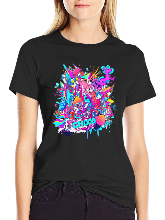 Abstract Art Black T-Shirt - Vivid Colorful Design