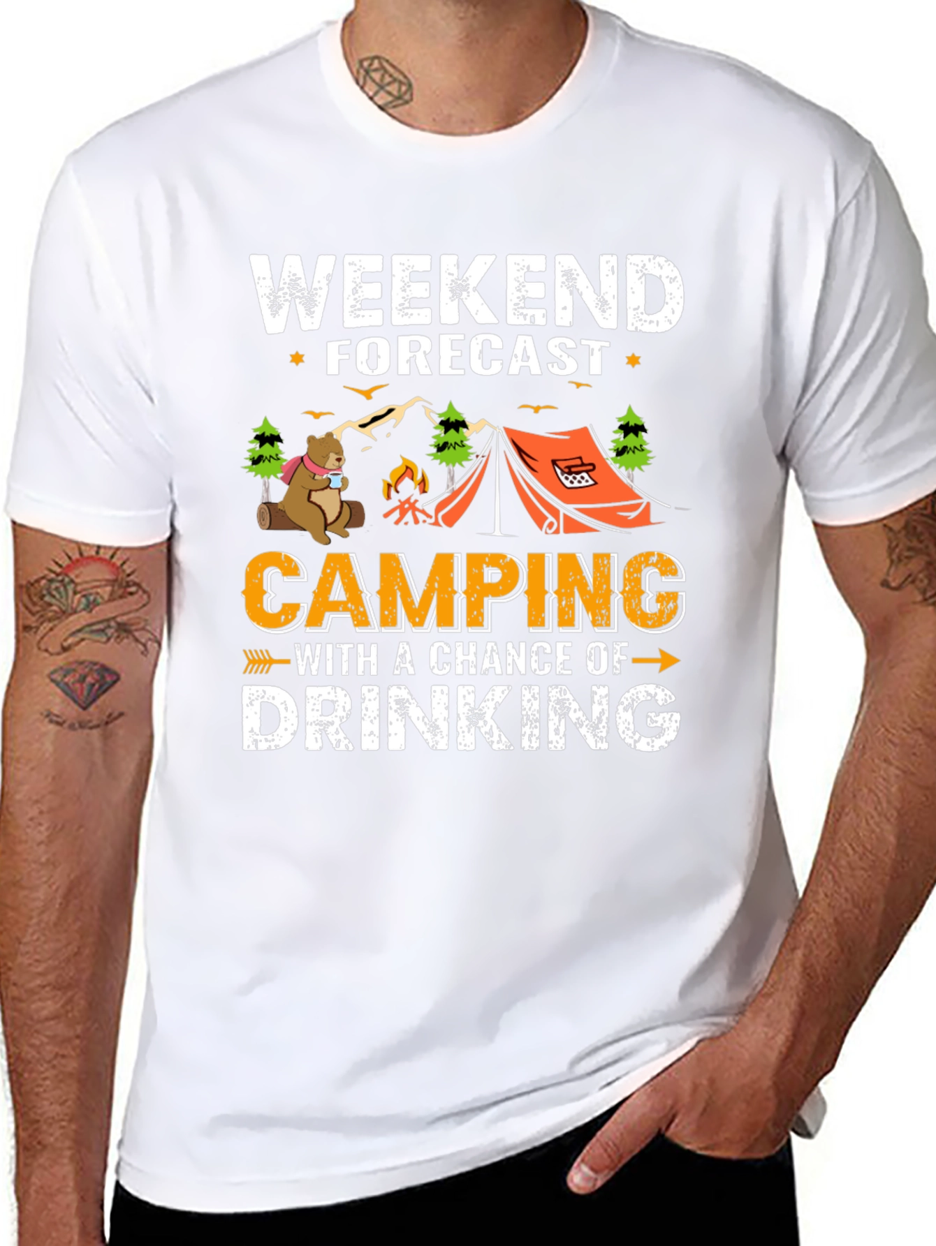 Weekend Forecast Camping Drinking T-Shirt