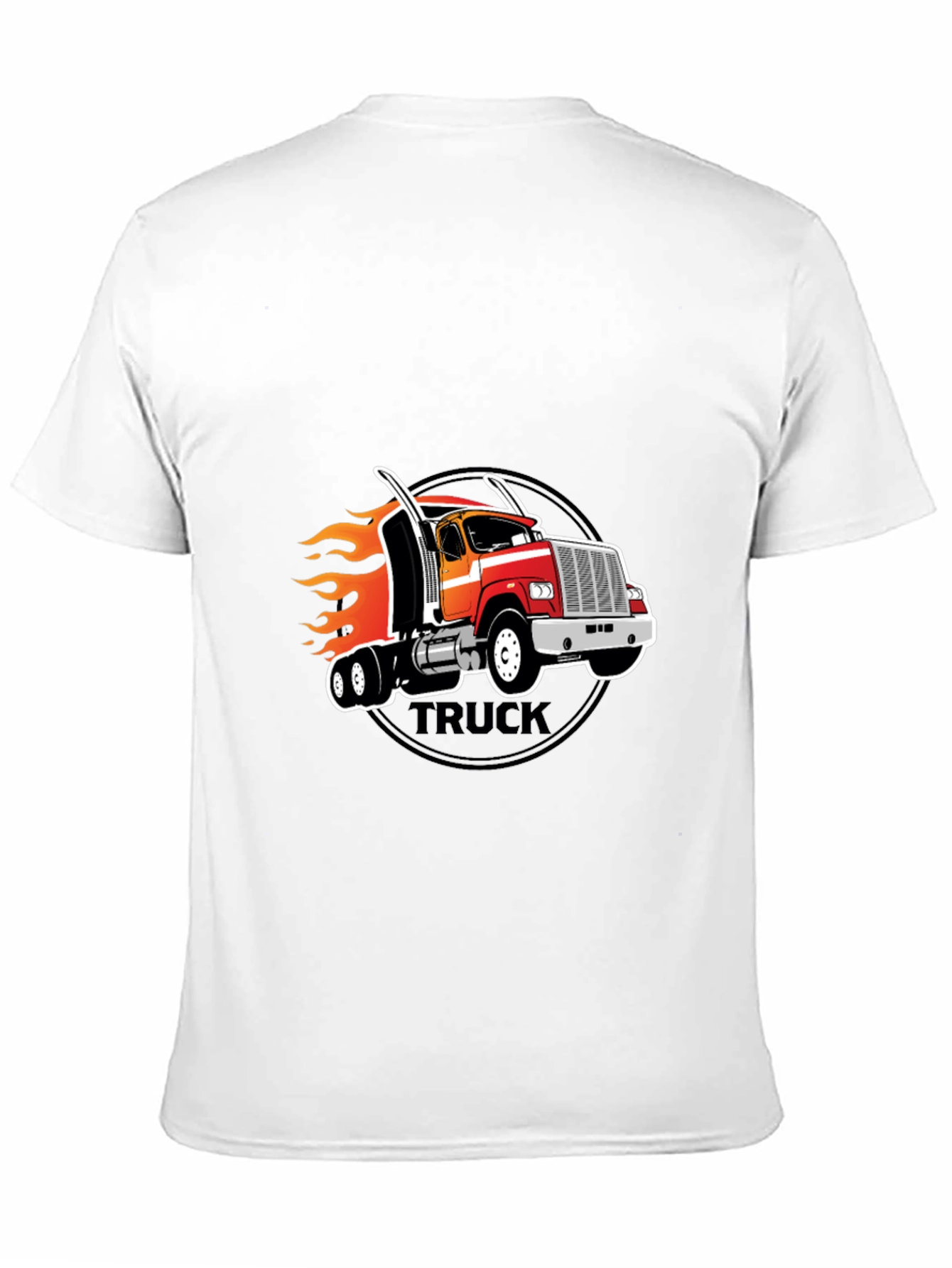 Truck Flames Graphic T-Shirt - Black Casual Tee