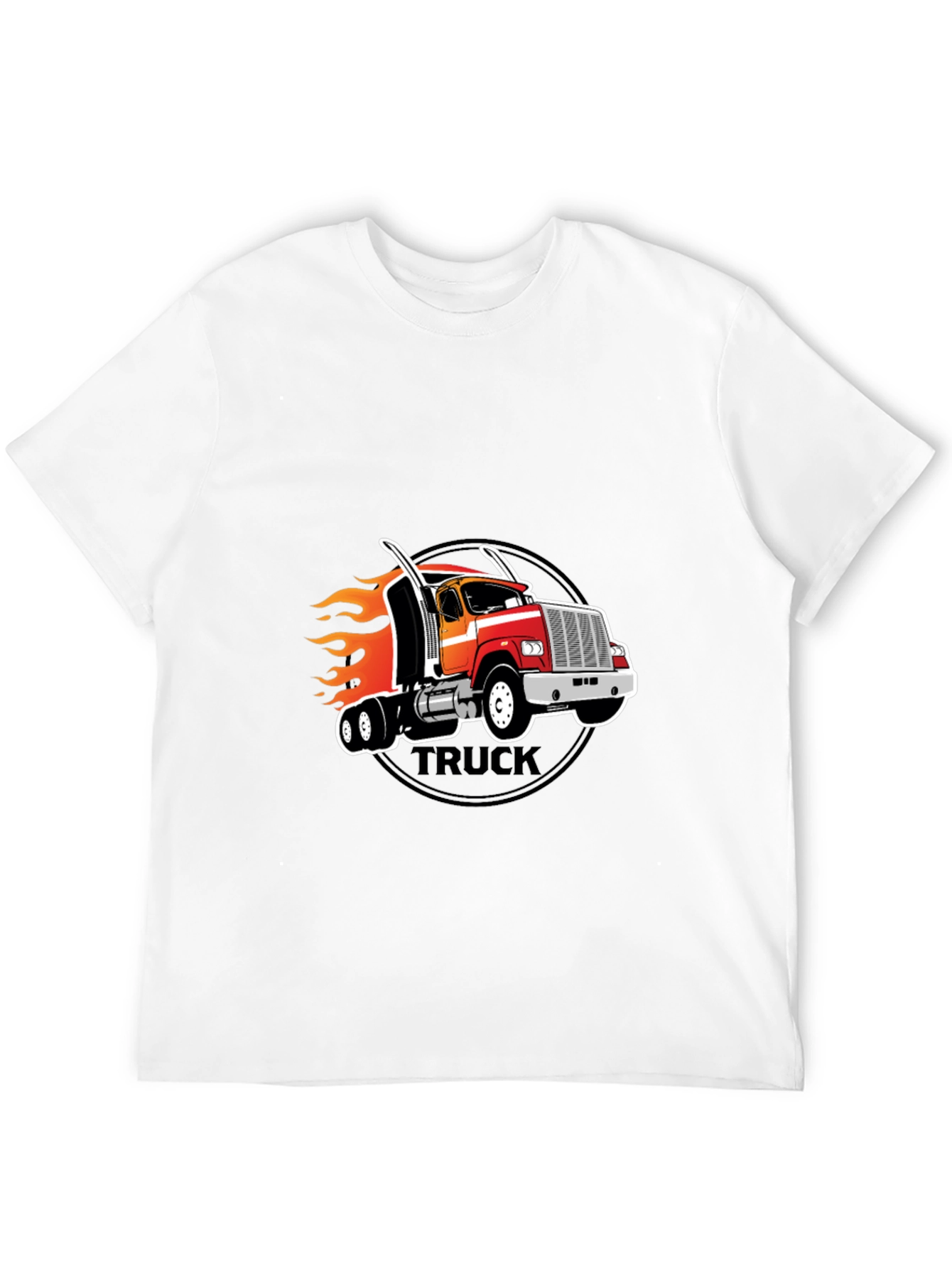 Truck Flames Graphic T-Shirt - Black Casual Tee