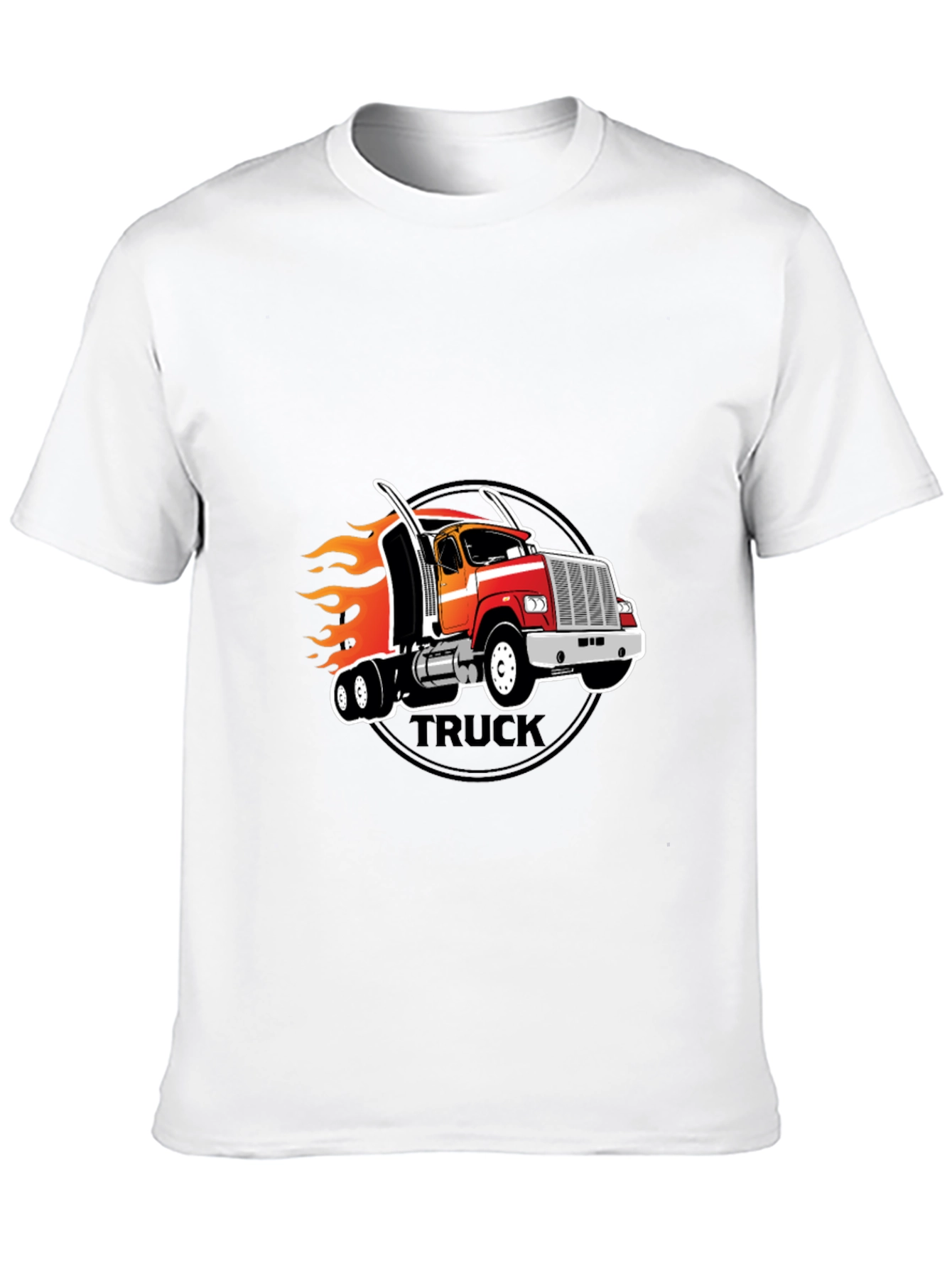 Truck Flames Graphic T-Shirt - Black Casual Tee
