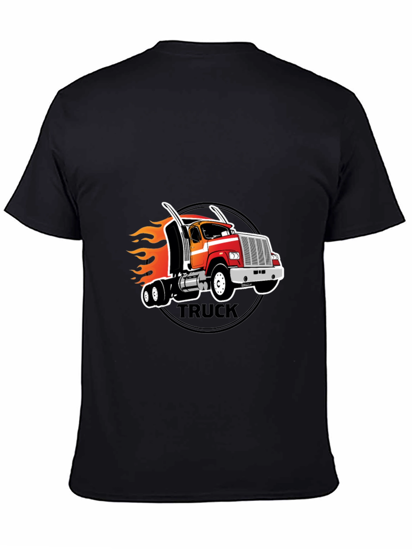 Truck Flames Graphic T-Shirt - Black Casual Tee