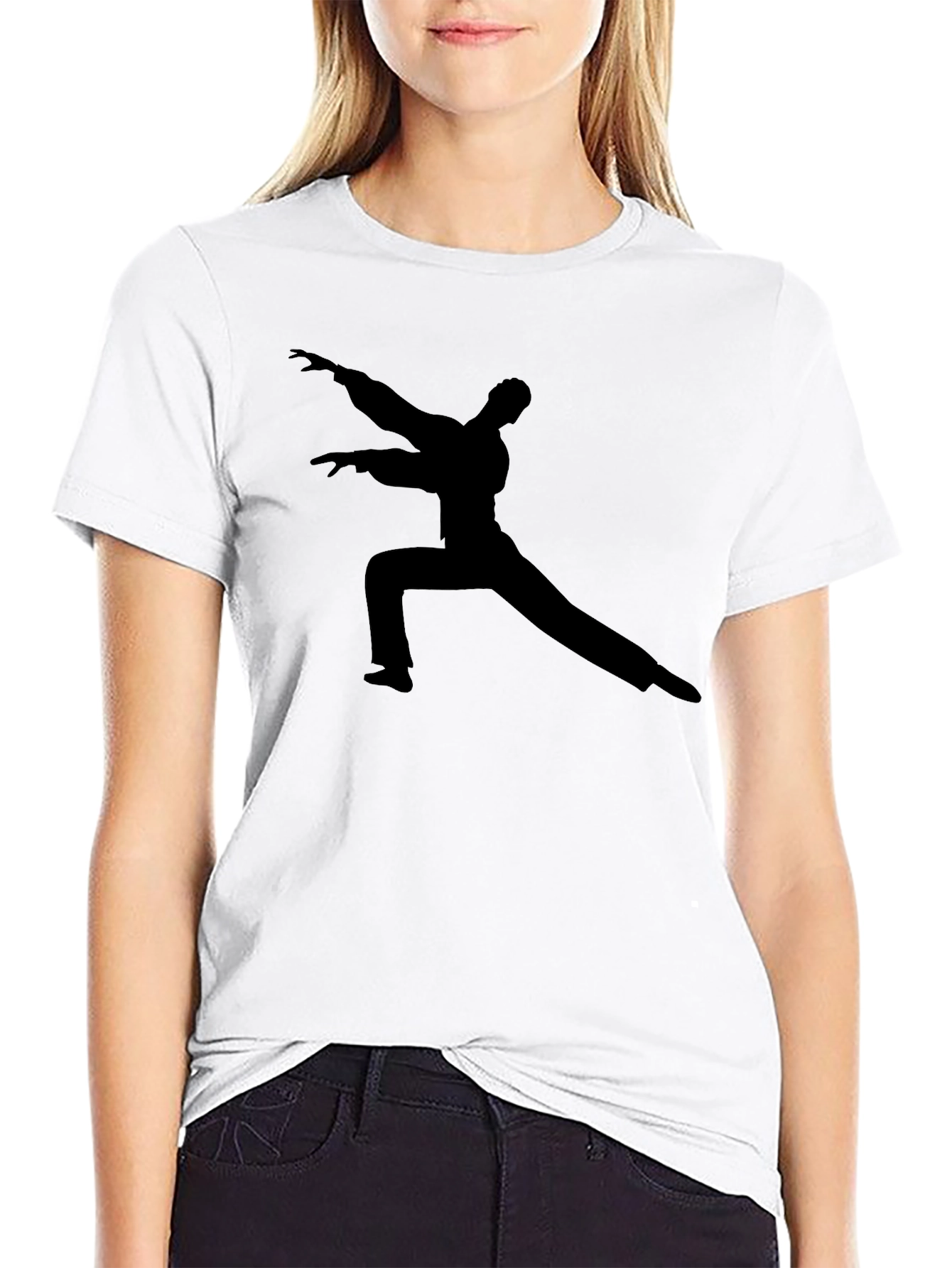 Black T-Shirt with Martial Arts Silhouette