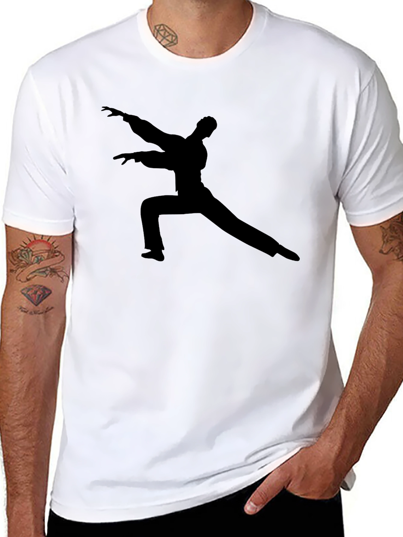 Black T-Shirt with Martial Arts Silhouette