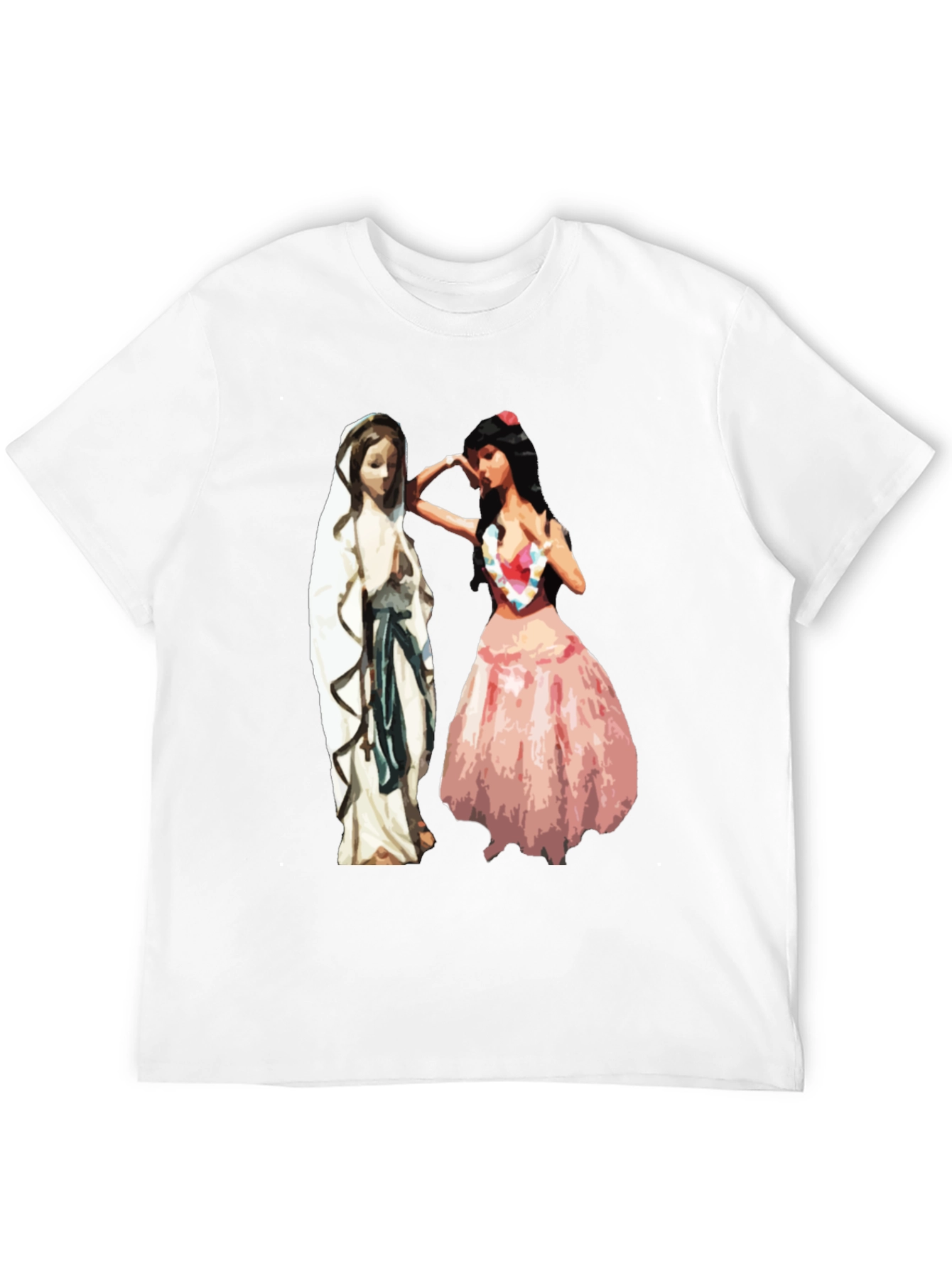 Virgin Mary Hawaiian Hula Dancer Graphic T-Shirt