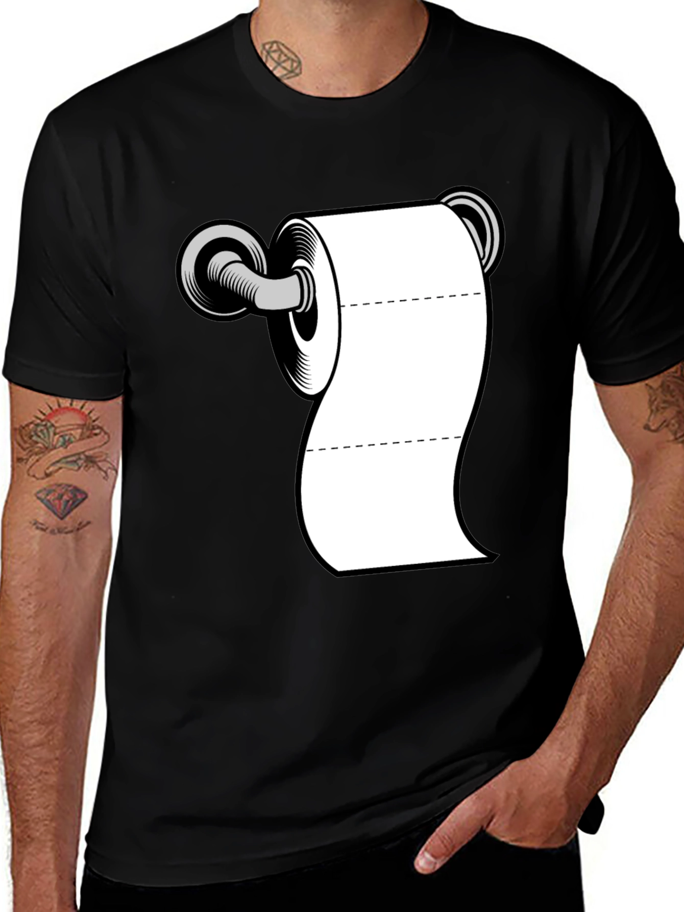 Toilet Paper Roll Graphic T-Shirt - Black