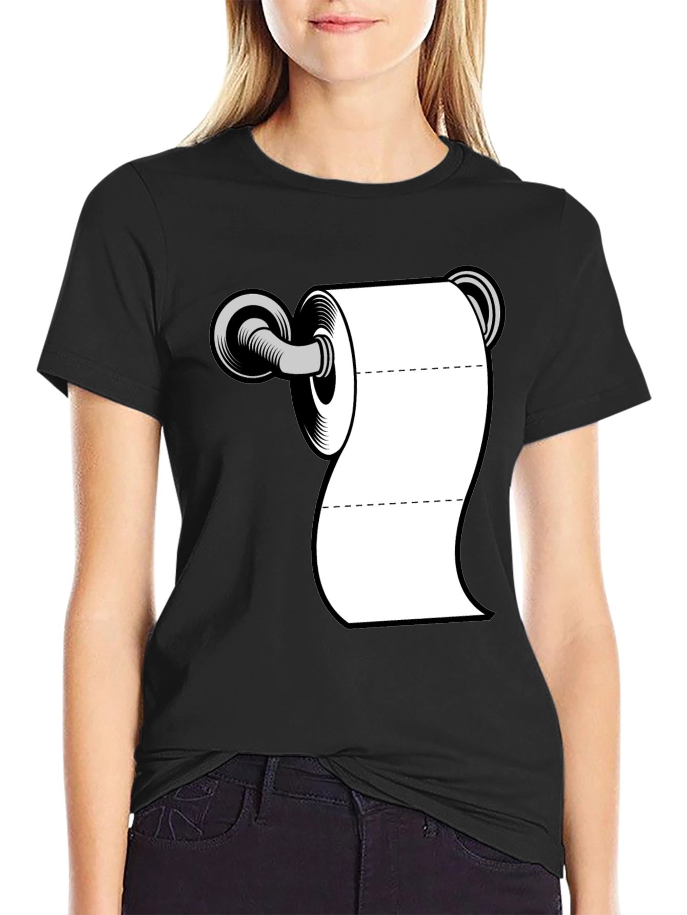 Toilet Paper Roll Graphic T-Shirt - Black