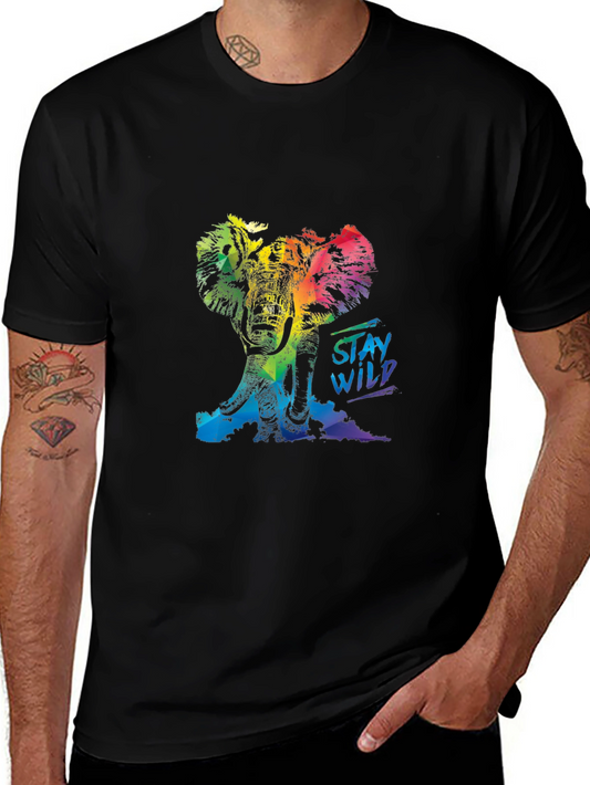 Stay Wild Elephant Graphic Print T-Shirt