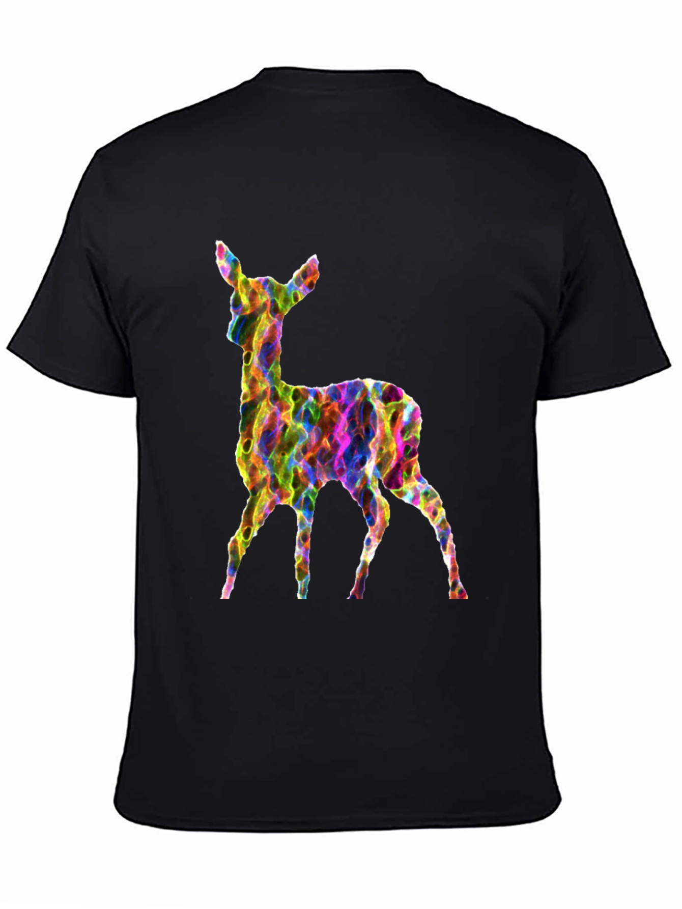 Vibrant Deer Graphic Tee - Mens Black T-Shirt