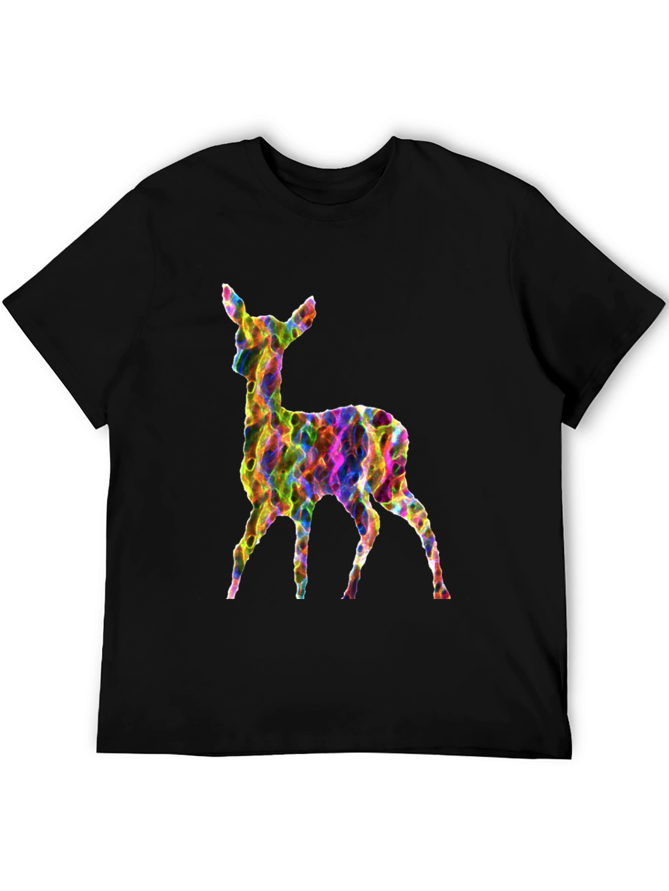 Vibrant Deer Graphic Tee - Mens Black T-Shirt