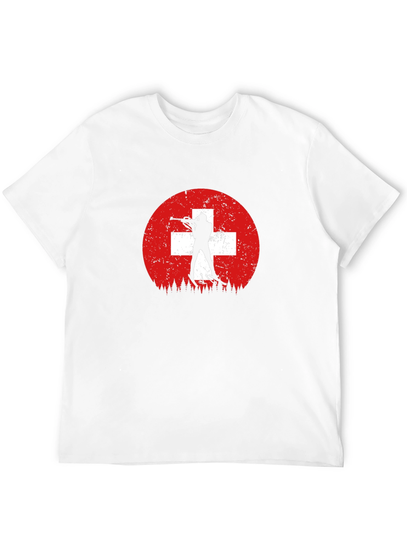 Biathlon Swiss Flag Mens Black T-Shirt