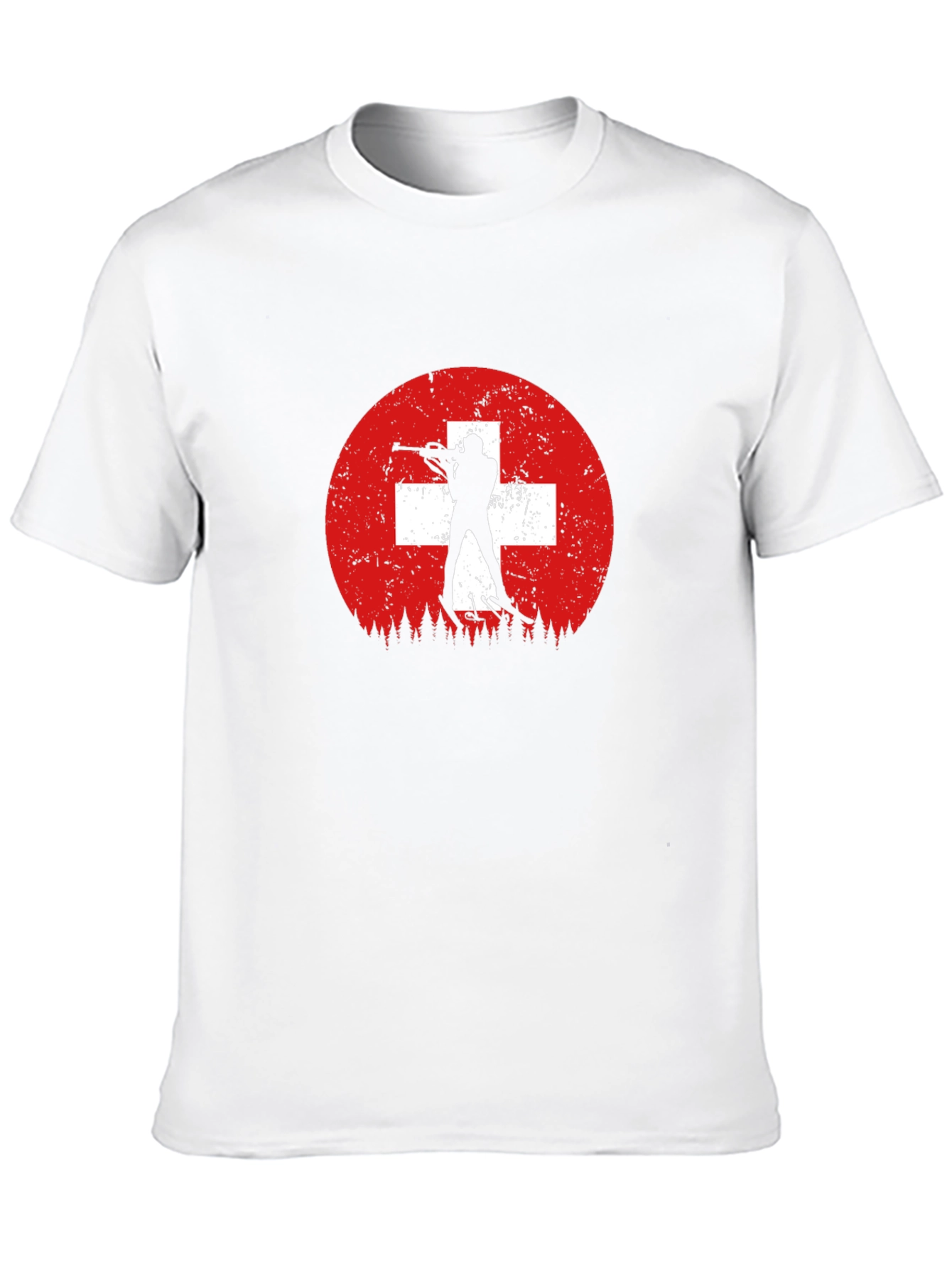 Biathlon Swiss Flag Mens Black T-Shirt