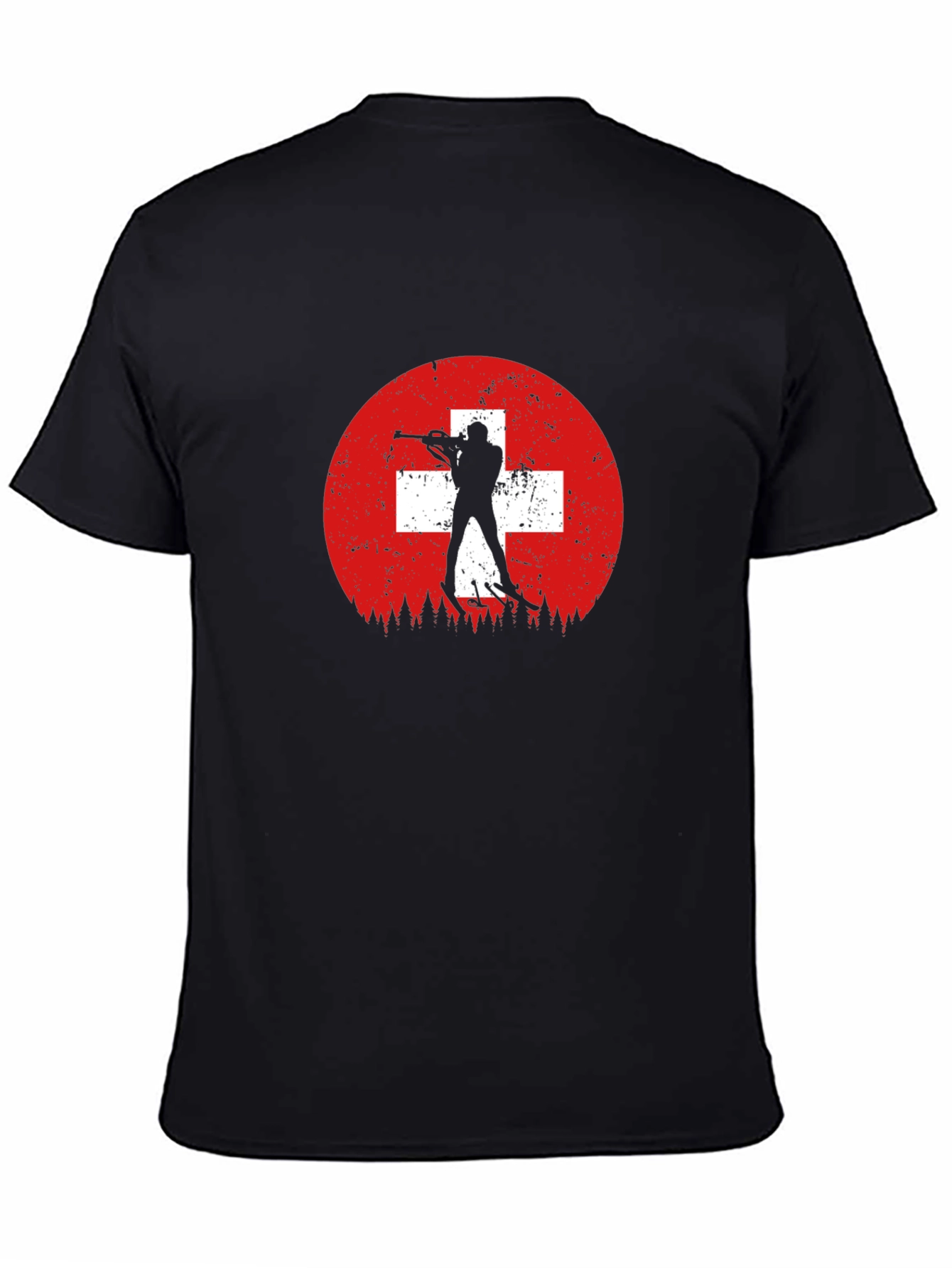 Biathlon Swiss Flag Mens Black T-Shirt