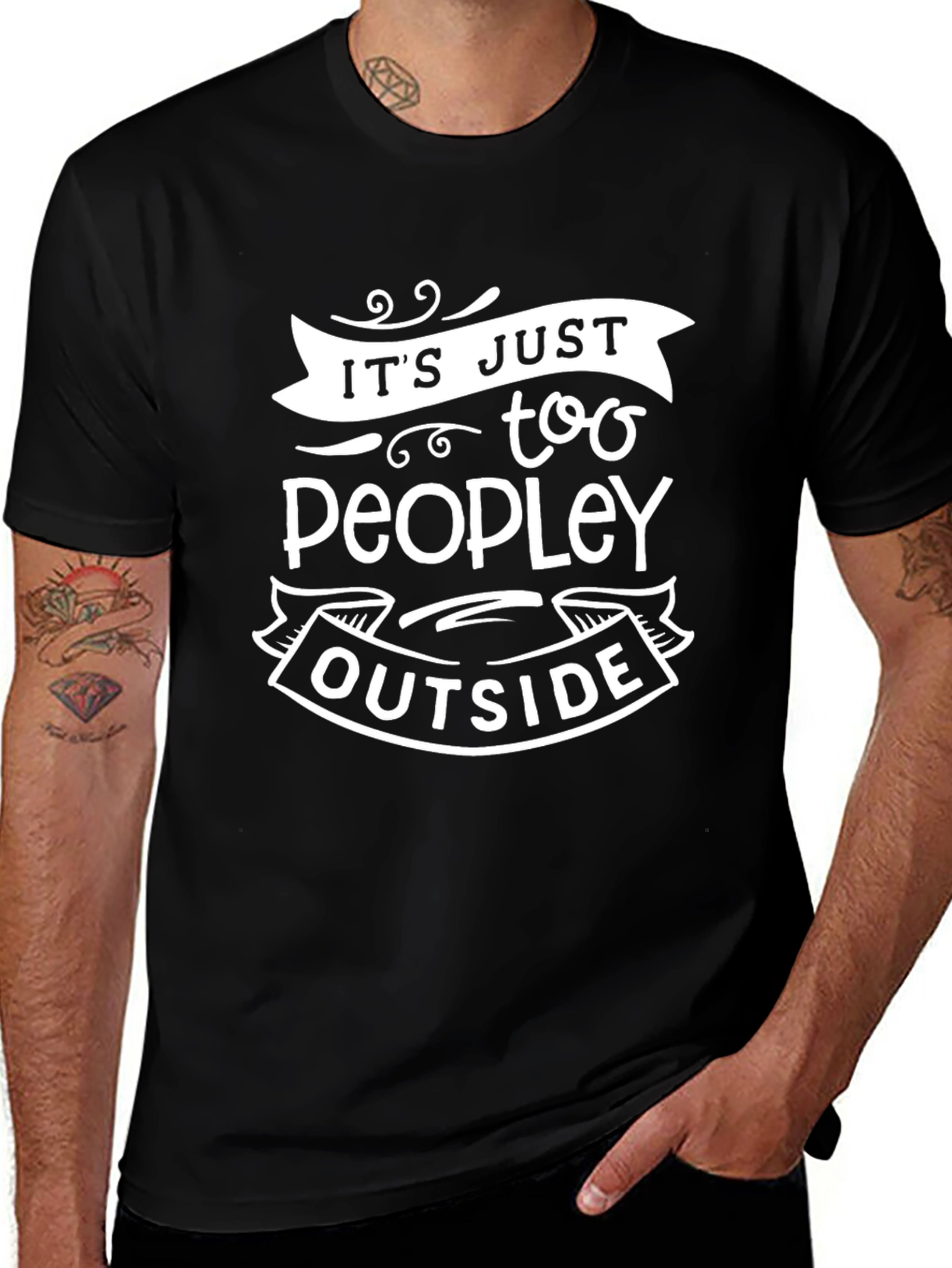 Too Peopley Outside Black Graphic T-Shirt