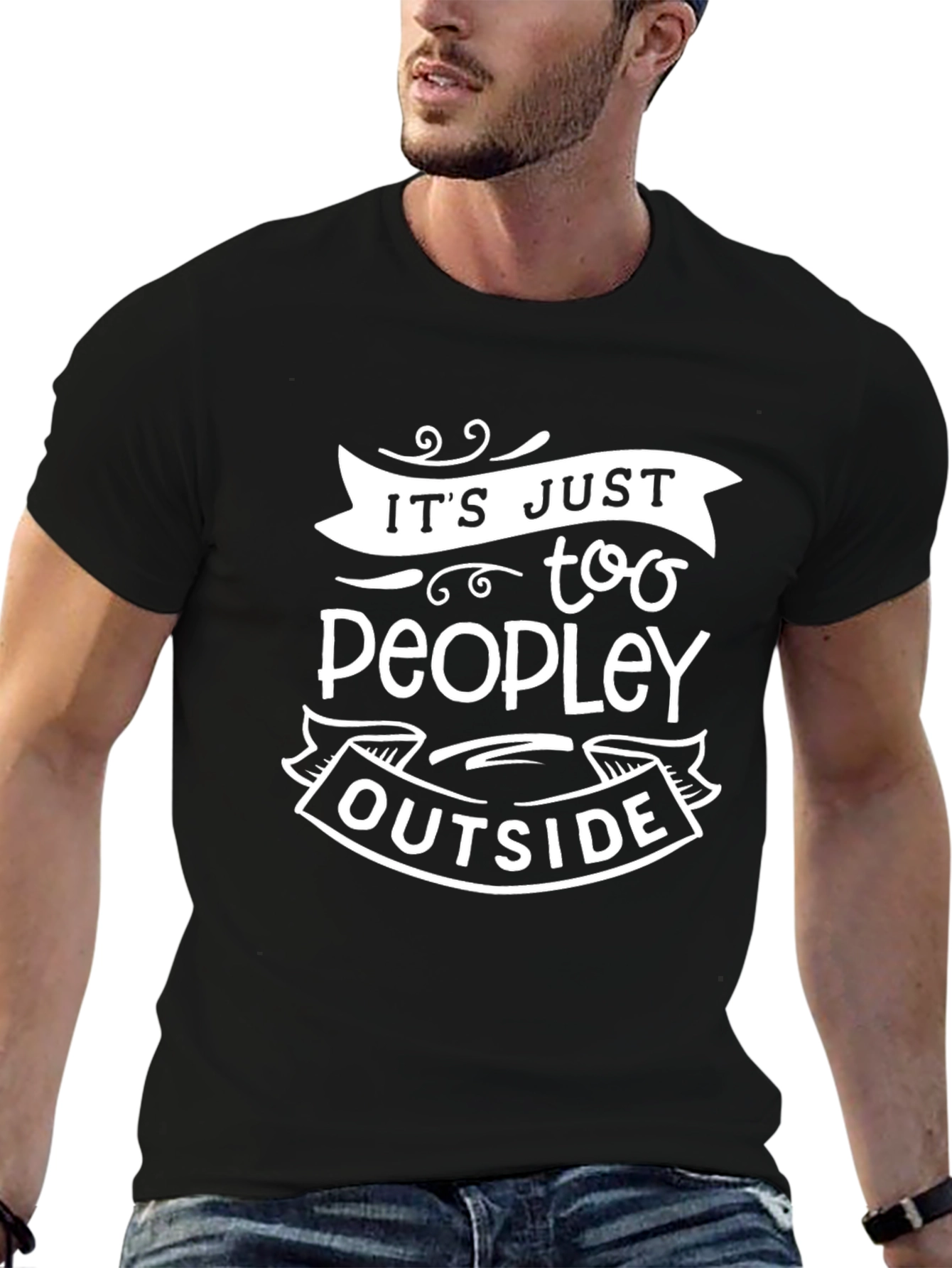 Too Peopley Outside Black Graphic T-Shirt