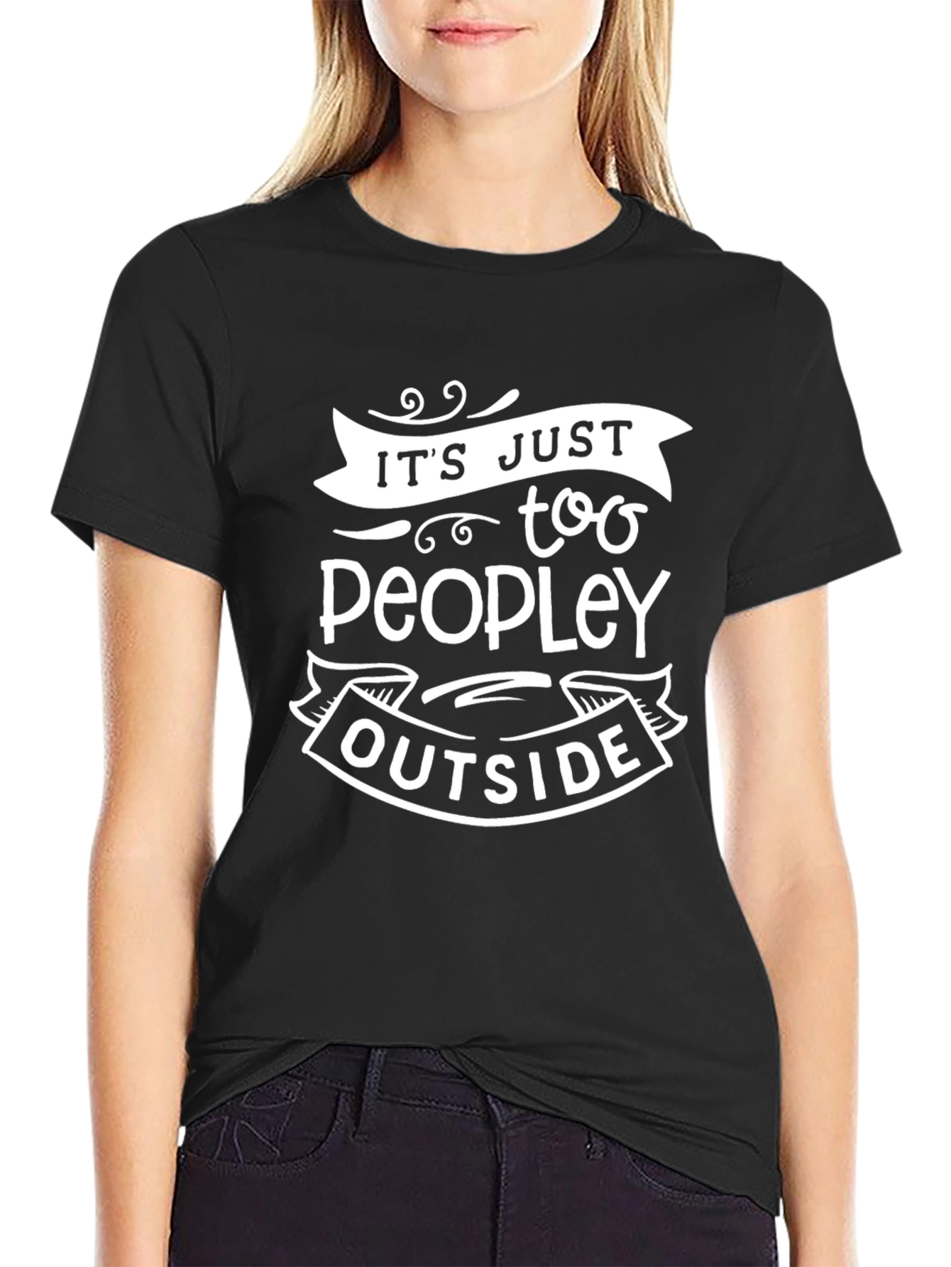 Too Peopley Outside Black Graphic T-Shirt