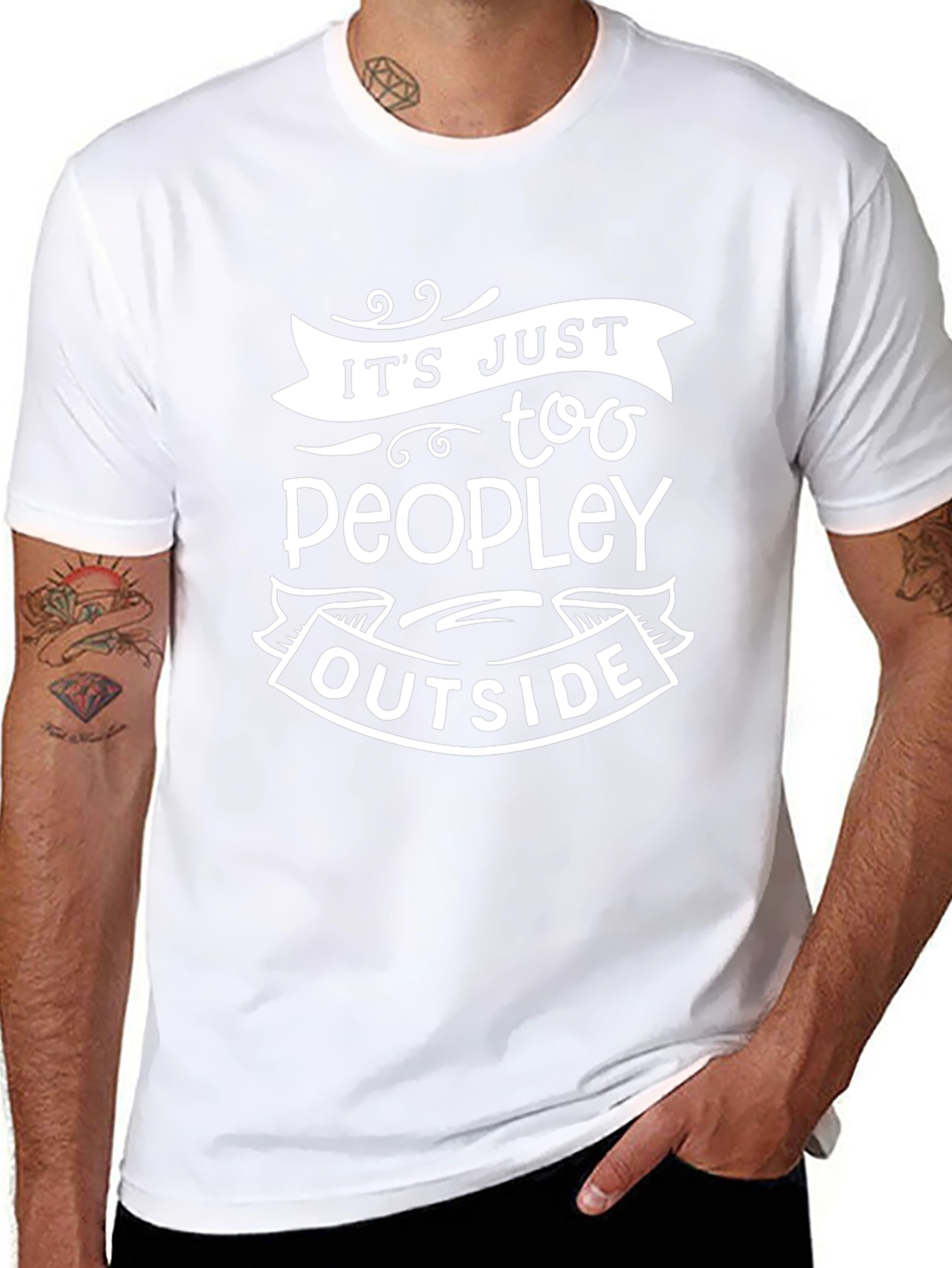 Too Peopley Outside Black Graphic T-Shirt