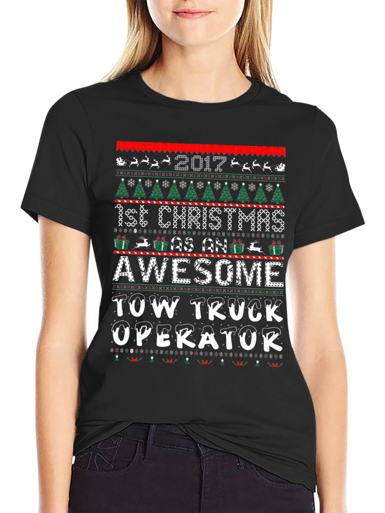 Awesome Tow Truck Operator Christmas T-Shirt