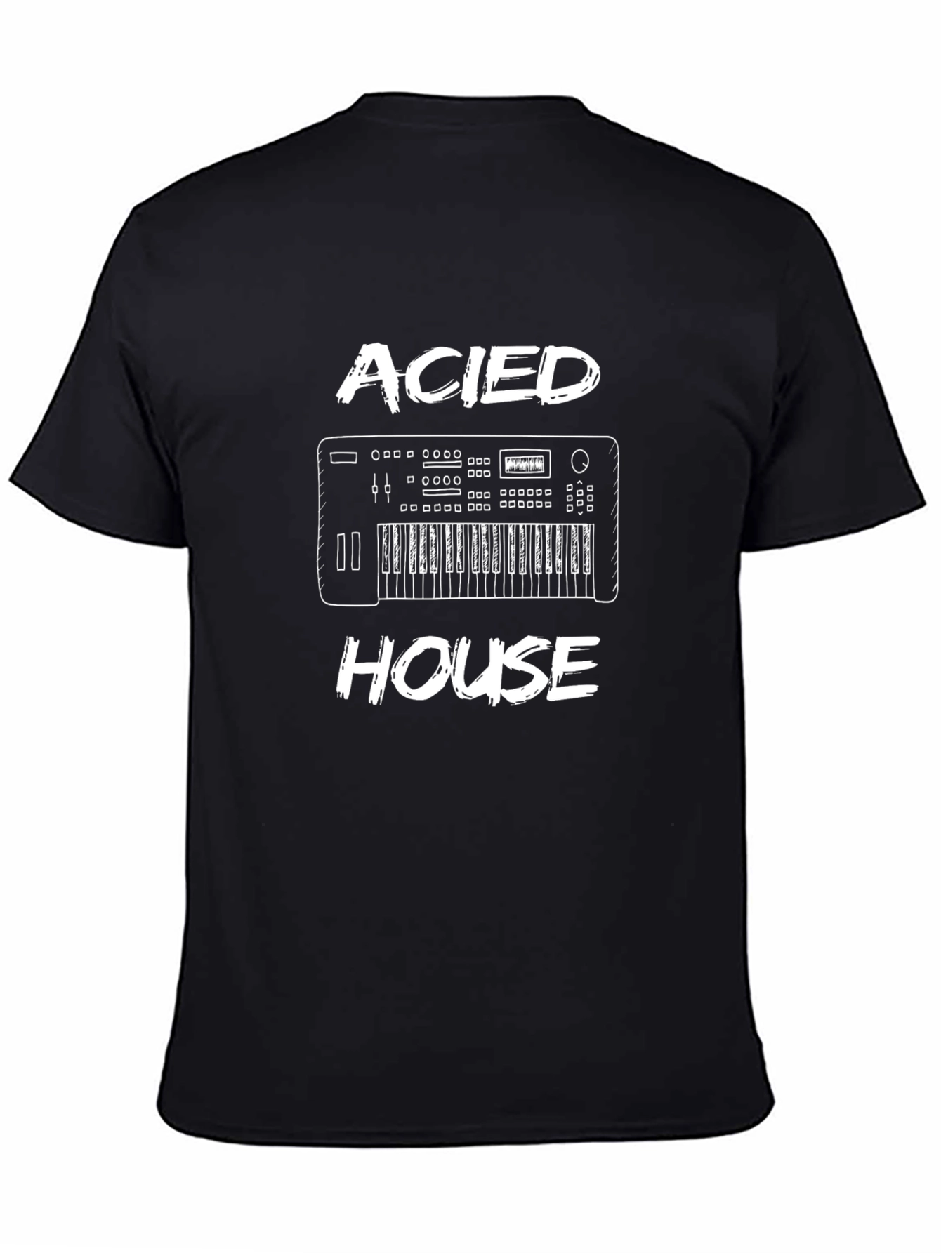 Acied House Music T-Shirt - Black Crew Neck Tee