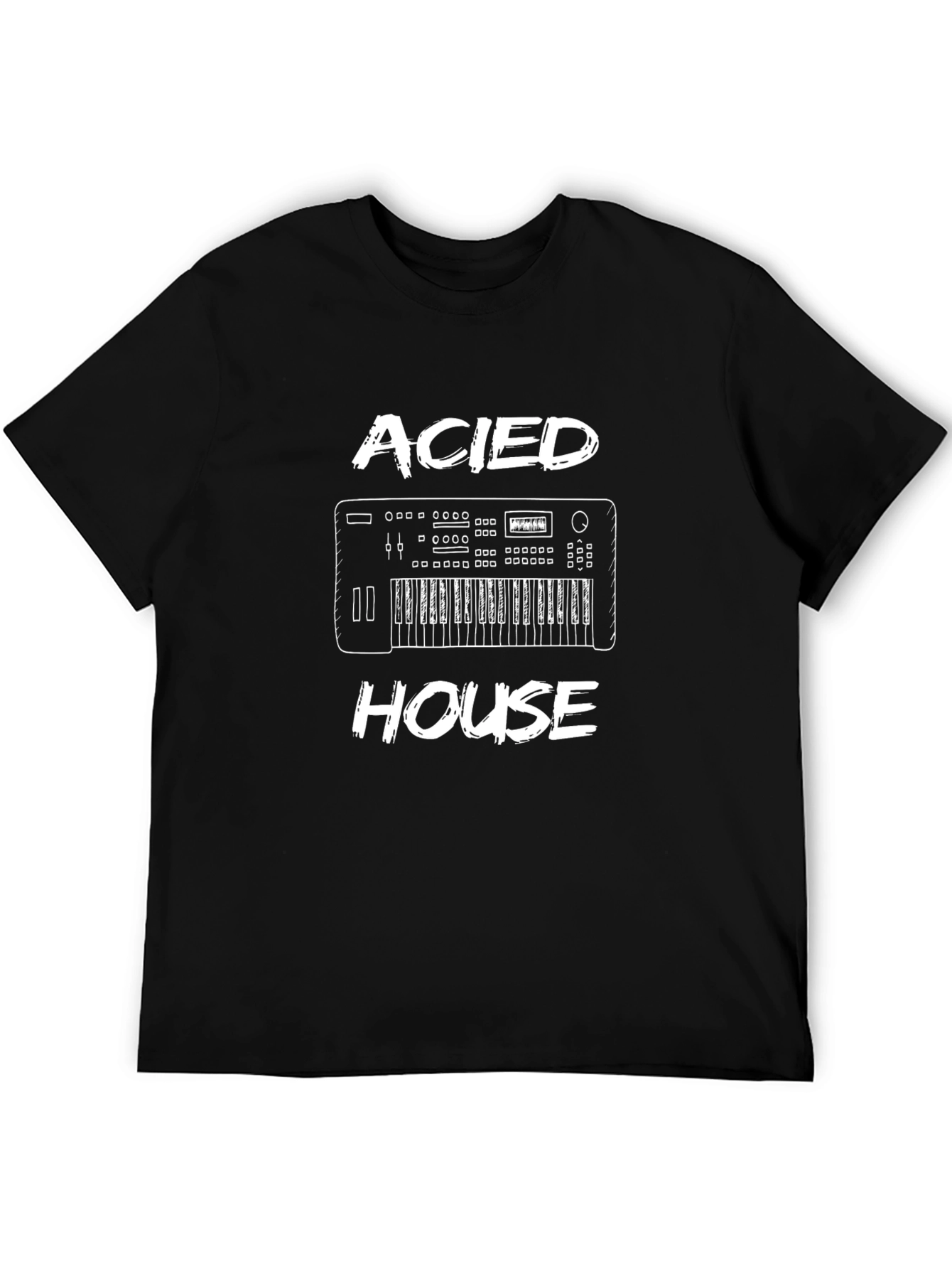 Acied House Music T-Shirt - Black Crew Neck Tee