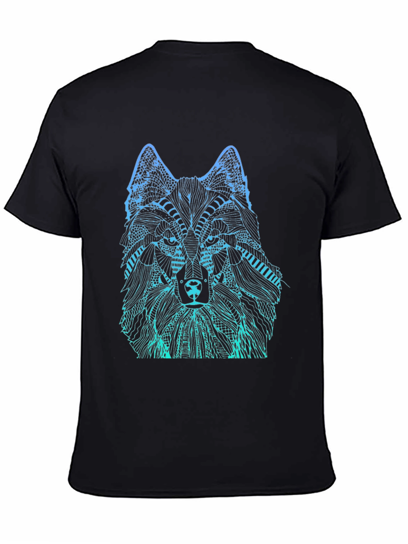 Wolf Graphic Print Mens Black T-Shirt