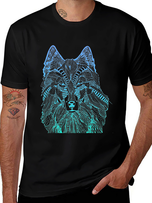 Wolf Graphic Print Mens Black T-Shirt