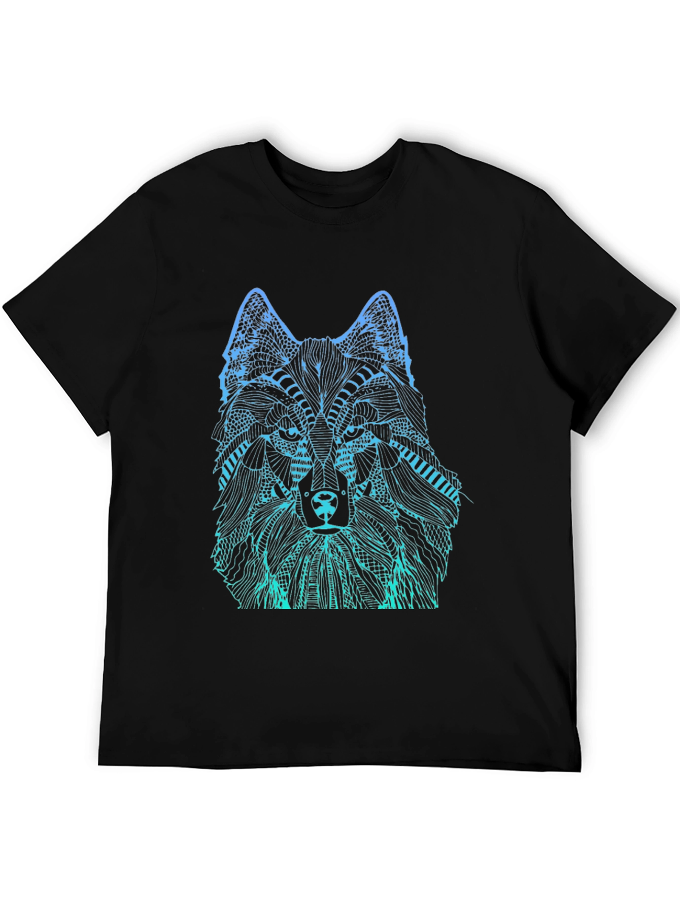 Wolf Graphic Print Mens Black T-Shirt